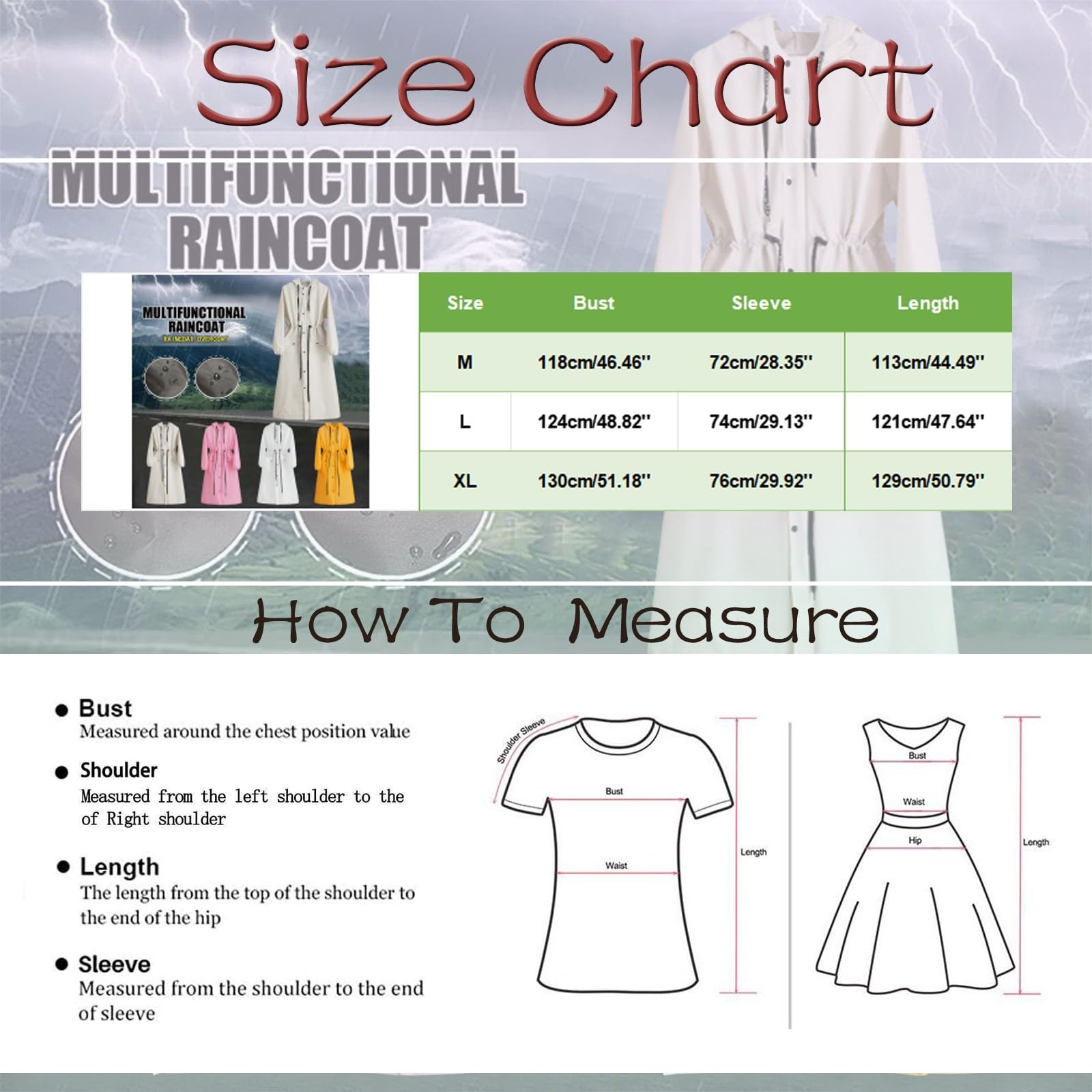 Generisch Chubasquero largo para mujer para adultos, ropa impermeable de cuerpo completo para ciclismo, poncho de lluvia fuerte, chaqueta funcional para mujer