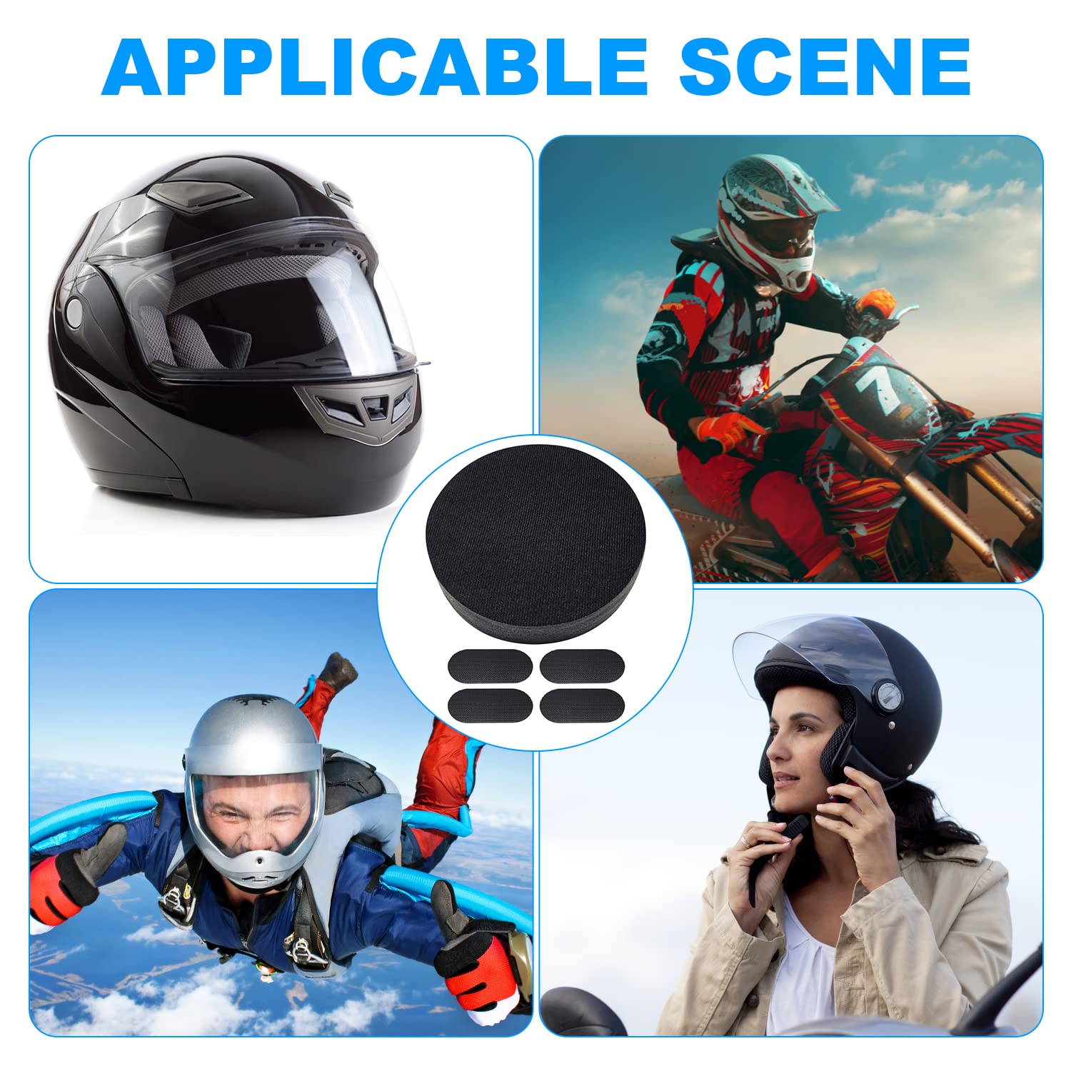 Yzpacc Motorcycle Helmet Liner Top Pad Universal Replacement Foam Pad with Adhesive Hook Loop Circles Set : Automotive