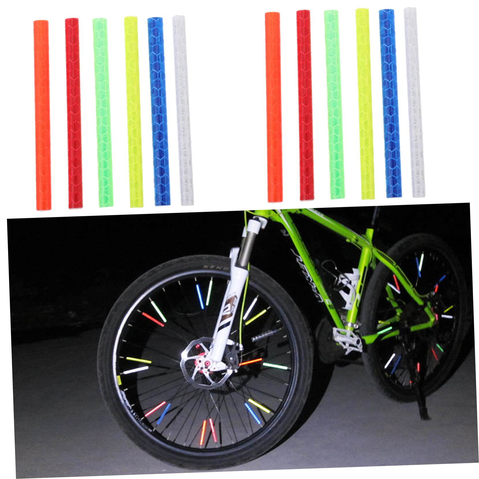 balacoo 72pcs Bicycle Reflective Spokes Colorful Bike Reflectors Easy Install Reflective Decal Tape