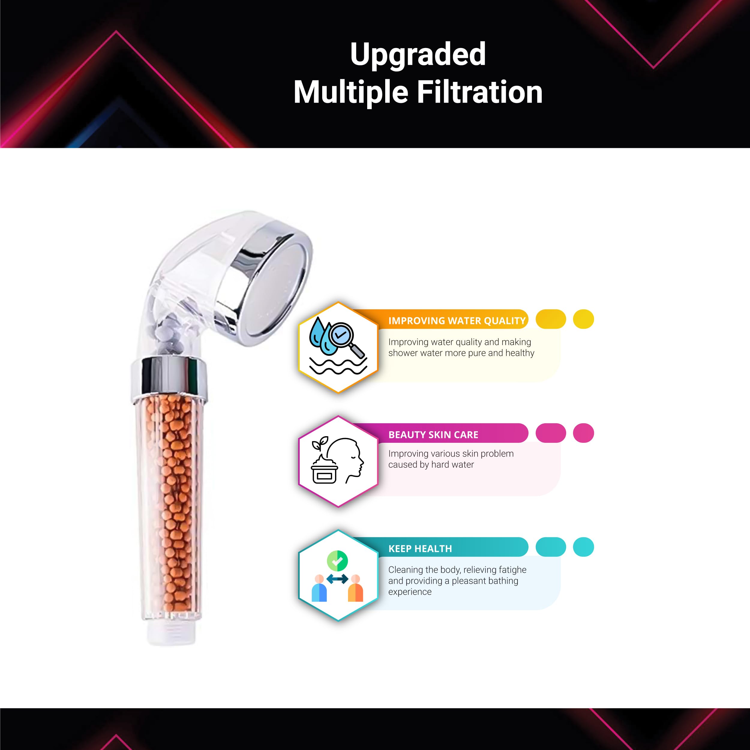 RainLight LED Shower Head: Experience a Spa-Like Shower with Vibrant Colours, Adjustable Settings - Image 2