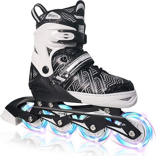 Nattork Adjustable Inline Skates for Kids with Full Light up Wheels,Fun Illuminating Blade Roller Skate for Boys and Girls,Youth and Beginners Size