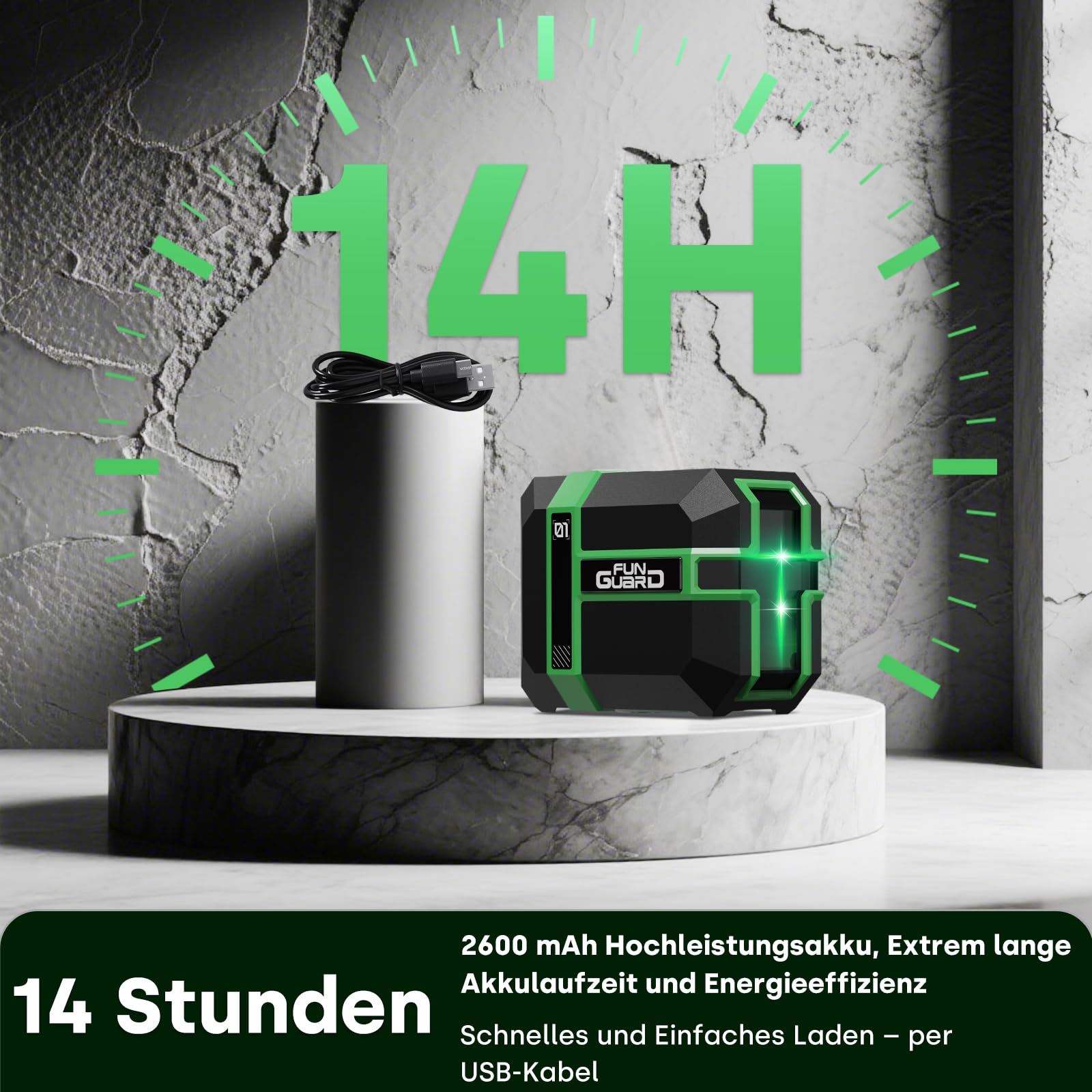 Laser Wasserwaage mit Stativ, Selbstnivellierend, Wiederaufladbar
