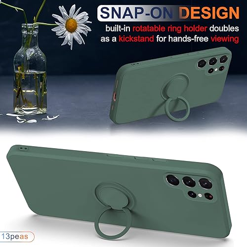 Miniatura 4 de Funda compatible con Samsung Galaxy S22 Ultra (5G 2022), silicona con anillo giratorio de 360, soporte magnético para coche, funda protectora con