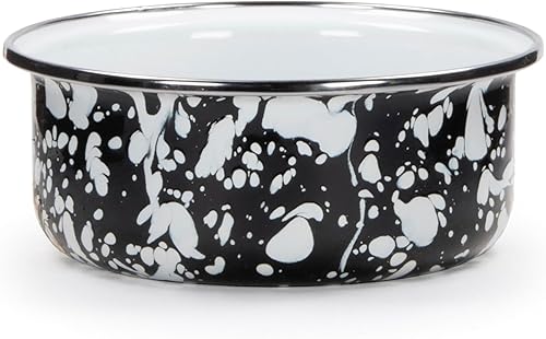 Miniatura 2 de Golden Rabbit Enamelware - Juego de 4 cuencos de sopa de 14 oz (remolino negro)