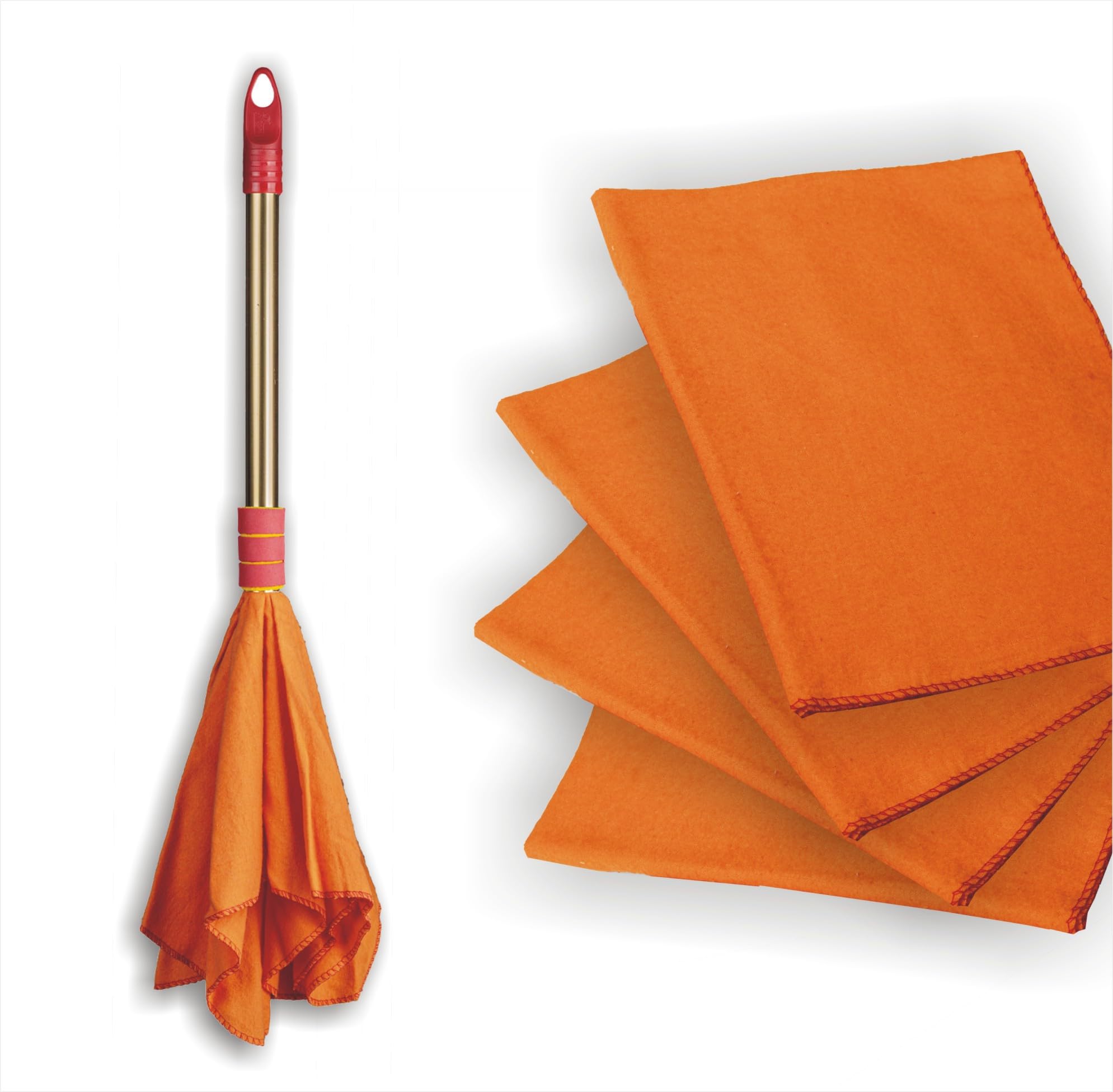Vimal Dust Cleaning Combo Set of Golden Handle Duster Dust Mop (1 Pc) + Hi-Density Flannel Cloths (4 Pc)-image-32