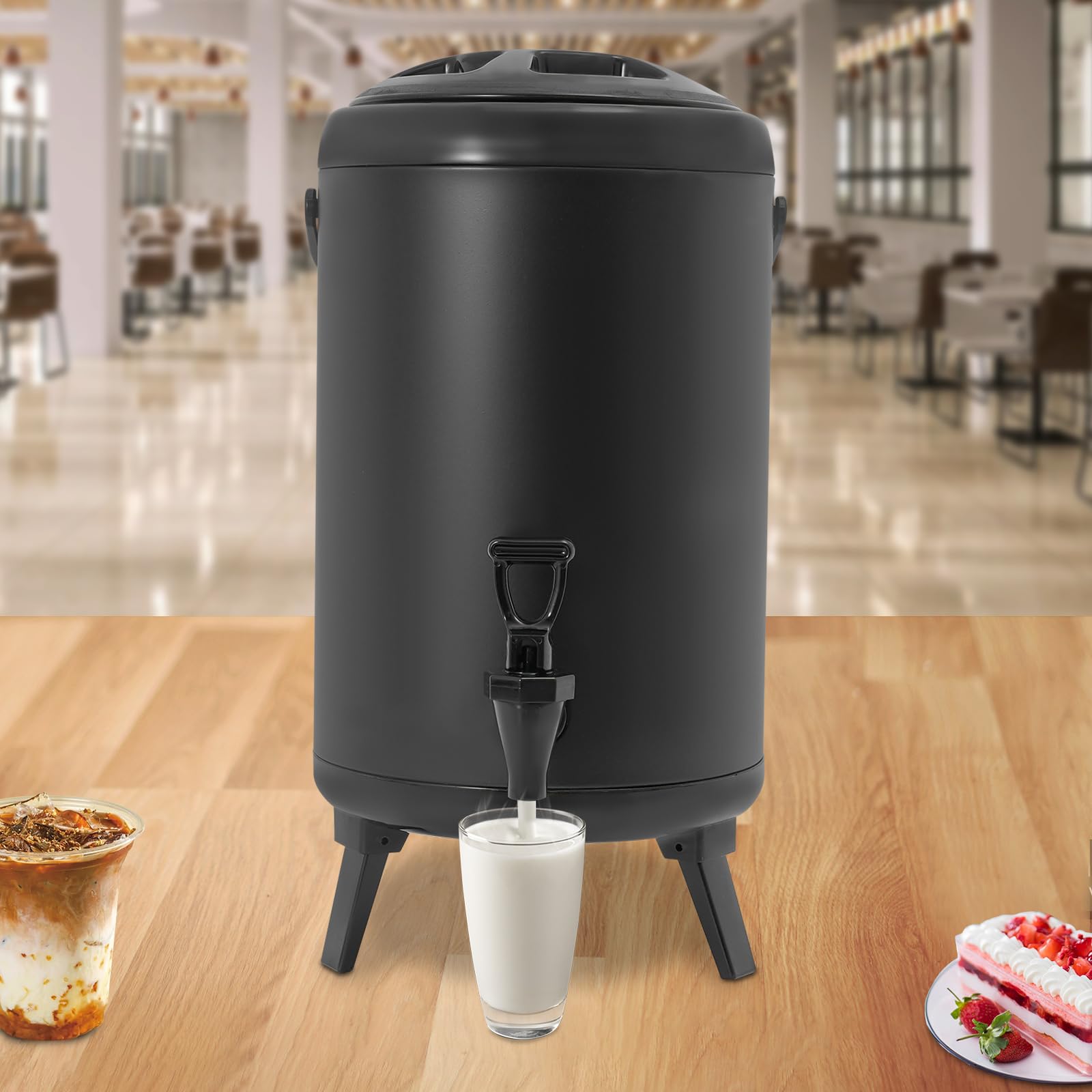 10 Liter Pumpkannen Thermoskannen Kaffeespende，solierter Getränkespender aus Edelstahl,Großes Fassungsvermögen,Thermos-Getränkespender, Geeignet Für Partygetränke (Schwarz)