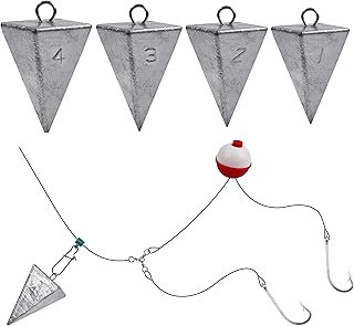 Pyramid Sinker Fishing Weight Bullet Fishing Weights Kit Lead Fishing Weights Sinker with Ring Tangle Free Surf Fishing Gear Tackle Sinker, 1oz 2oz 3oz 4oz 5oz 6oz 8oz
