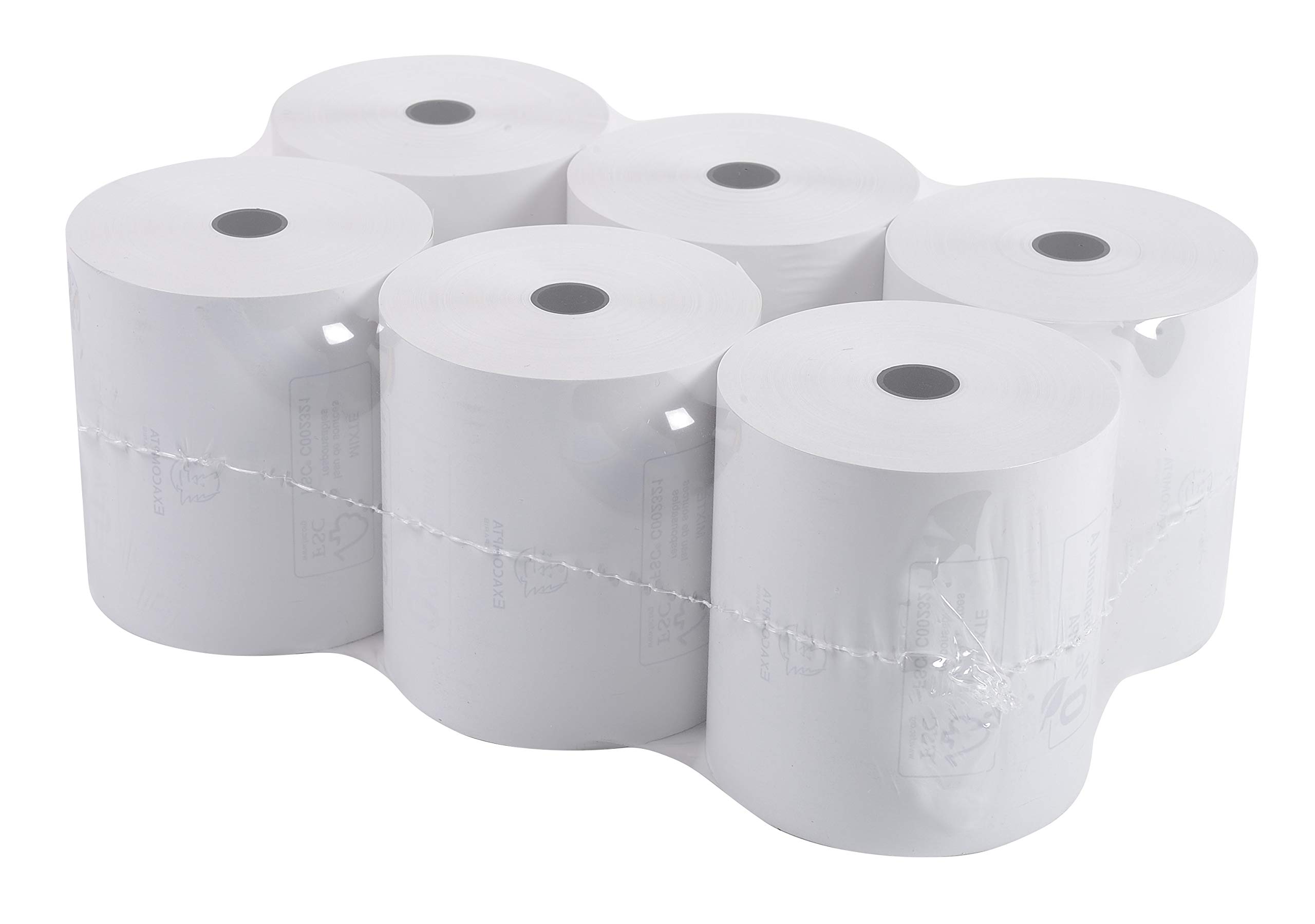 Exacompta - Ref 43821E - Cash Register Receipt Rolls (Pack of 6 Rolls) - 80mm Width x 72m Length , Suitable for Shops, Kiosks, Cafés, Restaurants, Card Payments
