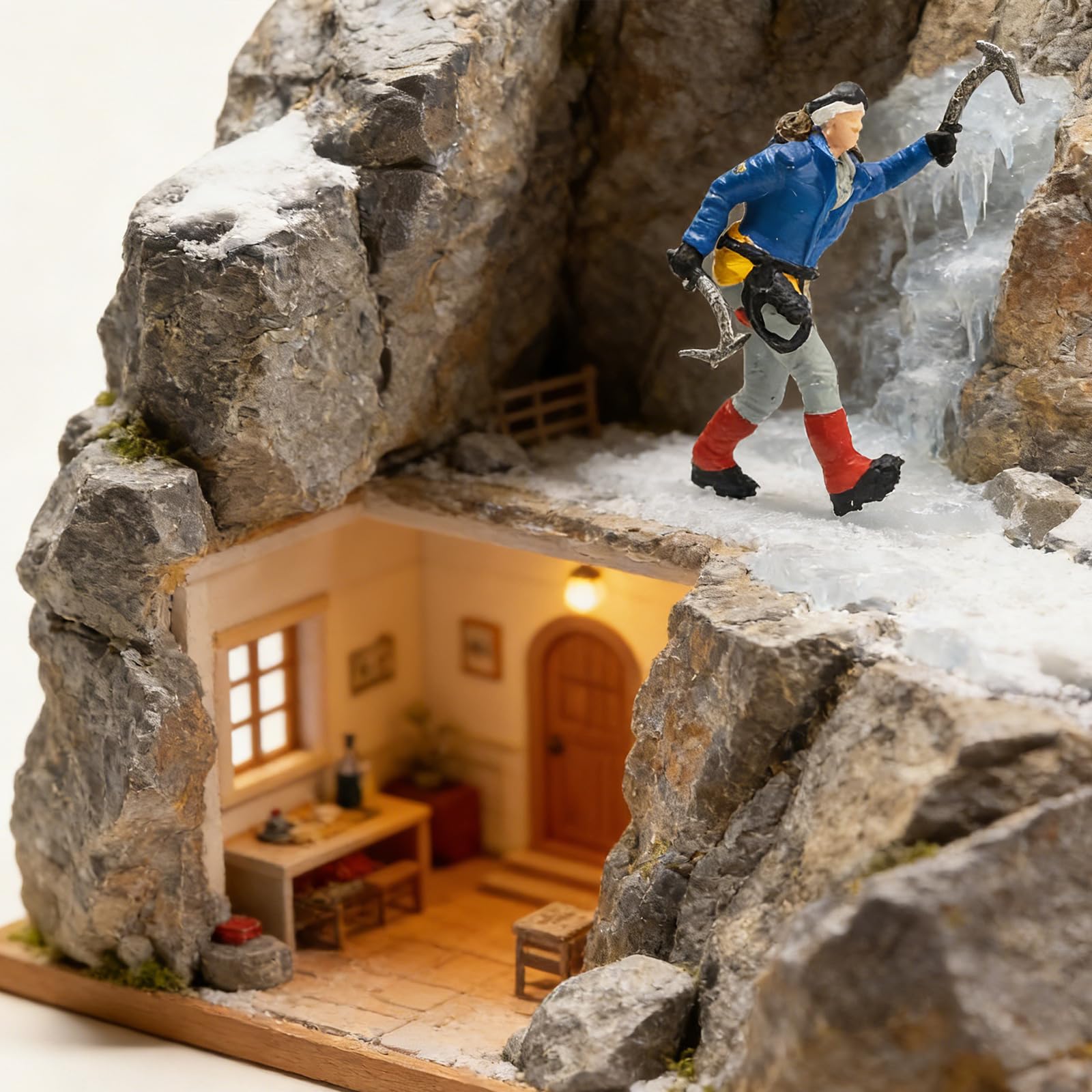 Miniatur Wanderrucksacktouristen Kletterfiguren Maßstab 1: aus Kunstharz für Heimdekorationen und Modelldisplays Bergsteiger Display