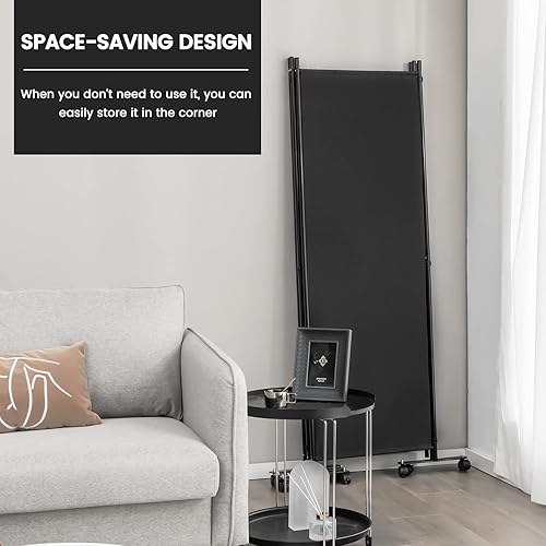 Miniatura 7 de Giantex Divisor de habitación plegable de 5.6 pies con rodillos, 68 pulgadas de alto, con ruedas independientes, pantalla de privacidad plegable