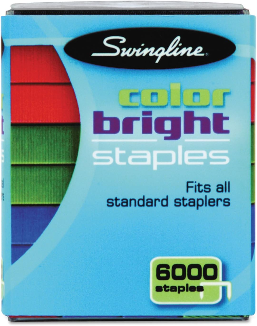 Swingline Colored Staples, Standard, 1/4" Length, Color Bright Staples, Blue, Red & Green, 6000/Box, 1 Box (35123)