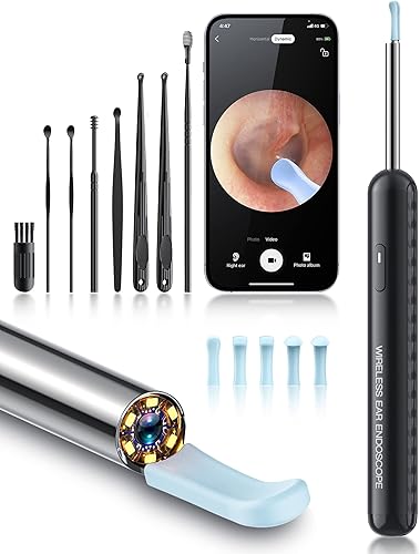 Miniatura 1 de Cámara de otoscopio, otoscopio con luz, eliminación de cera de oídos con 7 púas de oído, otoscopio de oído con 1080P, otoscopio inalámbrico con 6