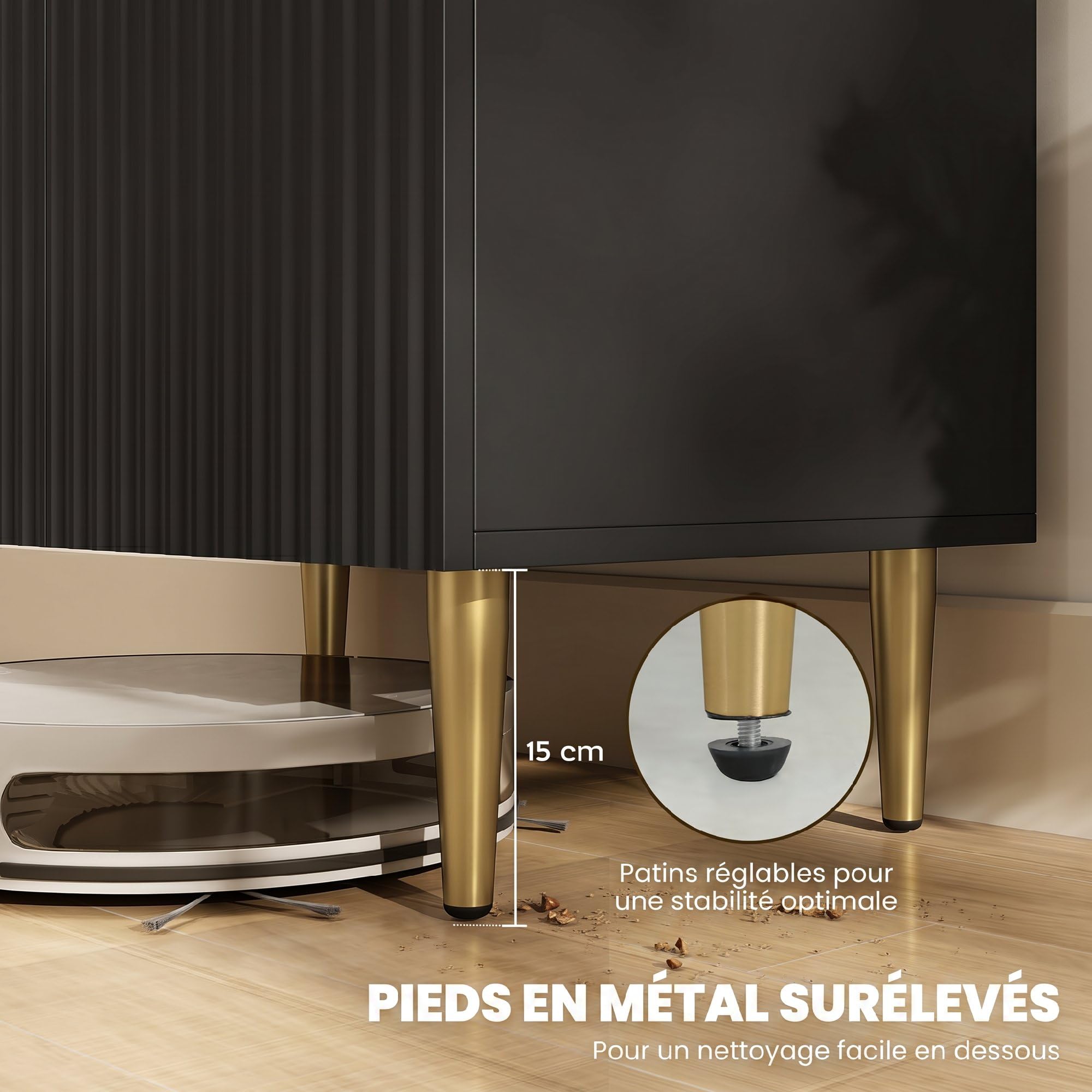 HOMCOM Sideboard bufet kuchenny szafka z 2 drzwiami Czarny
