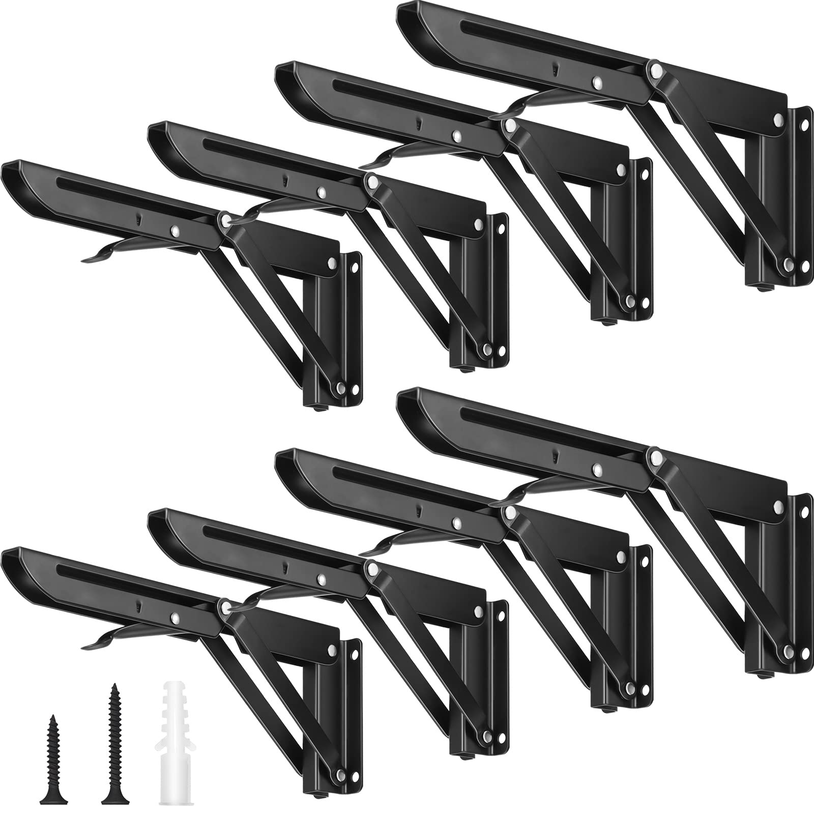 Buy 8 Pieces Folding Shelf Brackets Heavy Duty Triangle Folding Shelf