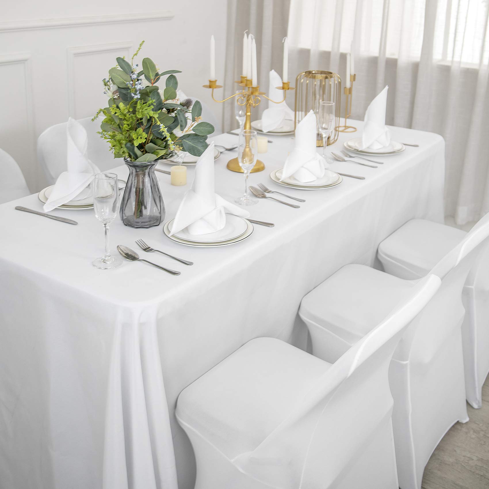 Ascoza 6 Pack White Spandex Folding Chair Covers in Stretch Washable Fabric for Wedding Party,Holidays,Celebration and Other Special Events - Image 2