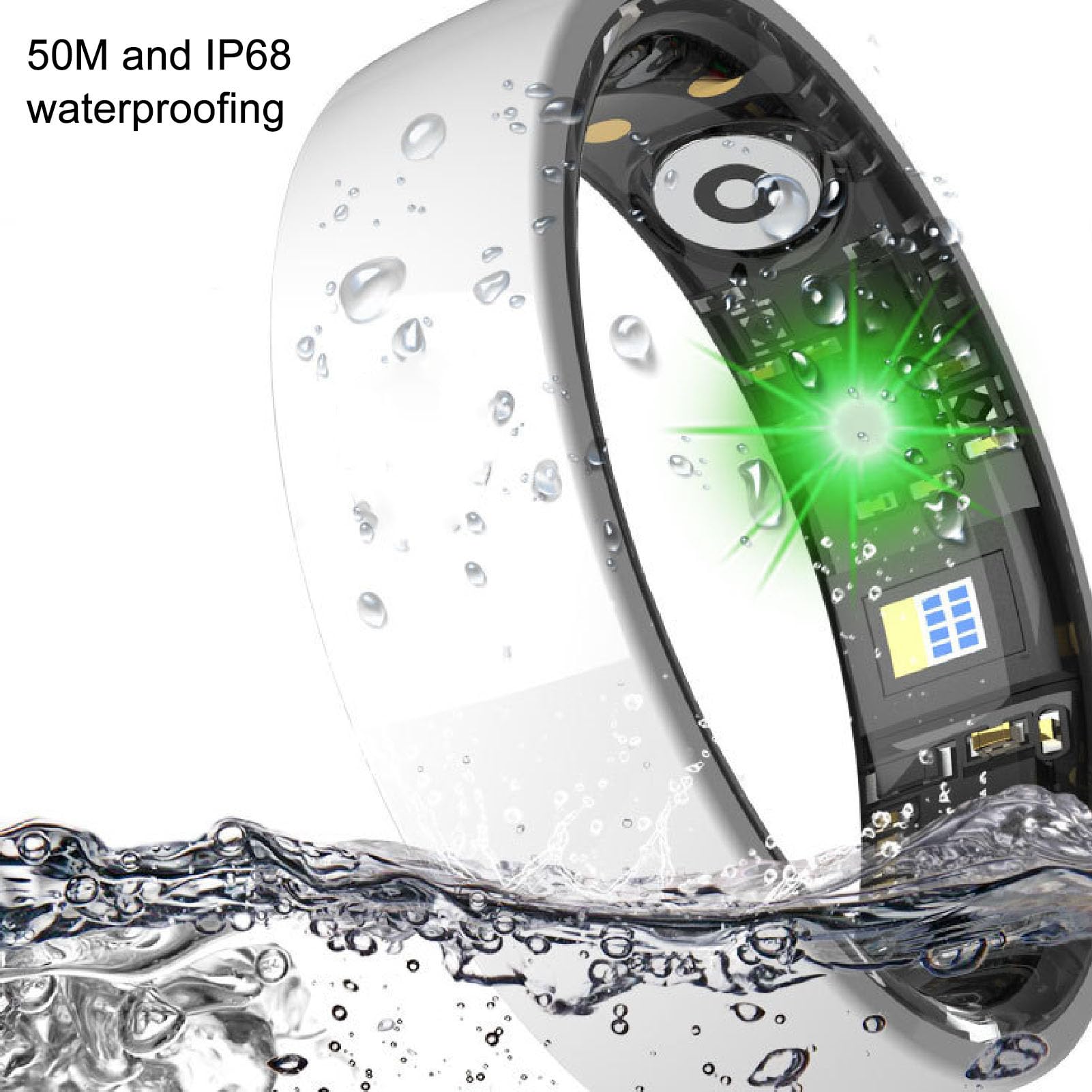 Anello Intelligente, Anello di Contapassi della Ceramica Indossabile da 50 M e IP68 Anello di Contapassi, Controllo di Accesso NFC, Anello di Tracciamento del Fitness di attività