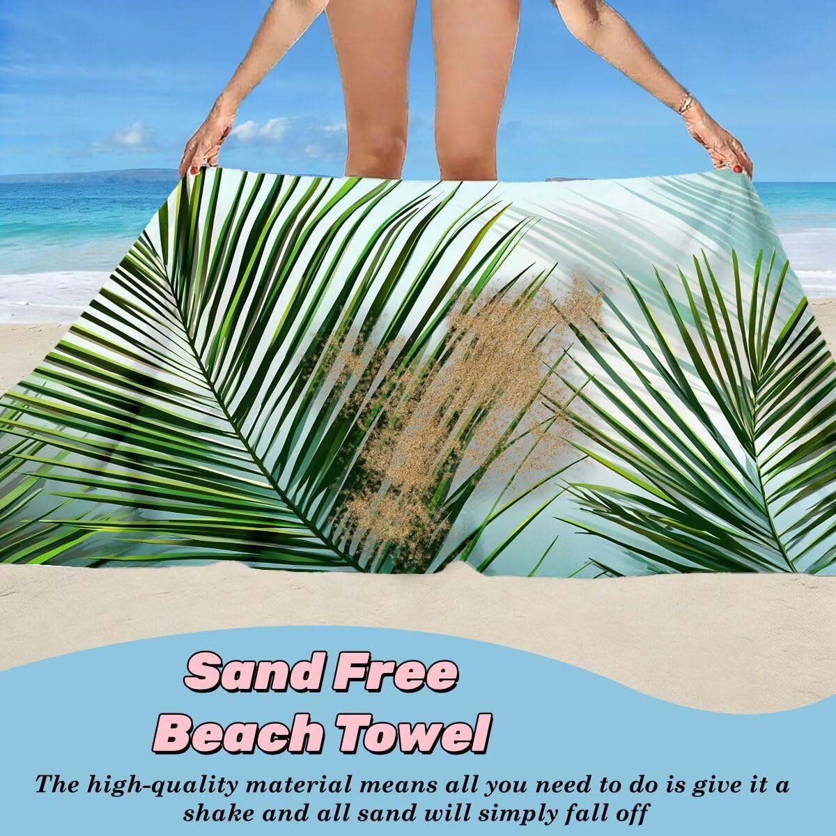 Toalla Playa 100x220 cm, Toalla Gimnasio Microfibra Secado Rapido, Juego de 2 Antiarena Toallas de Playa, Ligera Compacta Toallas Microfibra Grande para Viaje, Regalo Hombre Regalo Mujer (Hoja) -5003