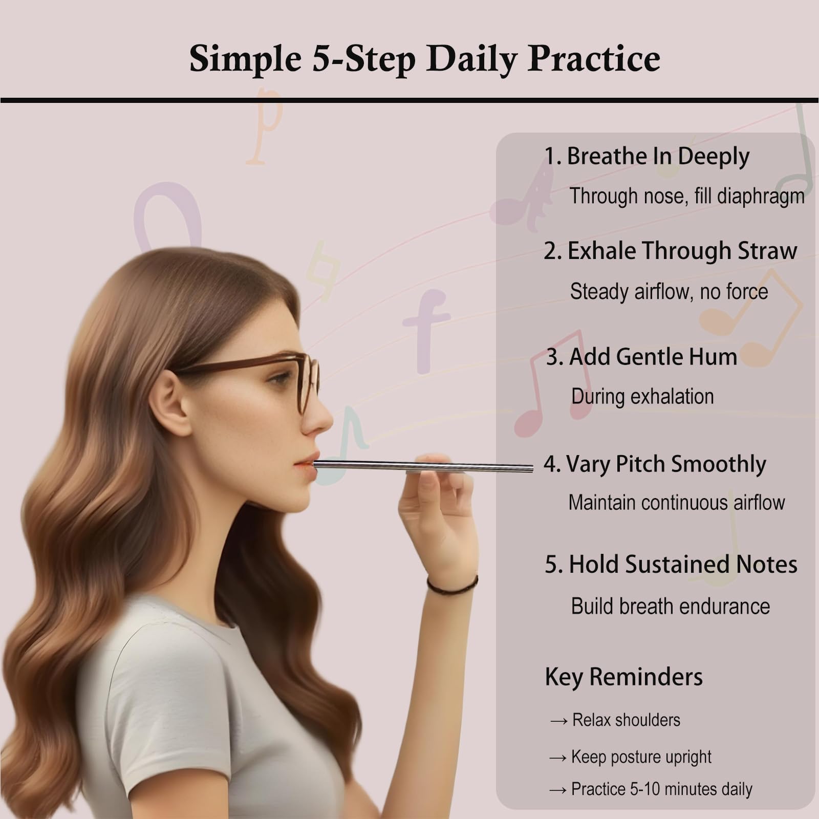 Singing Straw Vocal Trainer Kit - 4 Metall Strohhalme SOVT Tool mit Reinigungsbürste & Bambus Travel Tube Gesangstrainer für Gesang Stimmtraining Therapie Hilfe Tragbar für Sänger Lautsprecher Trainer