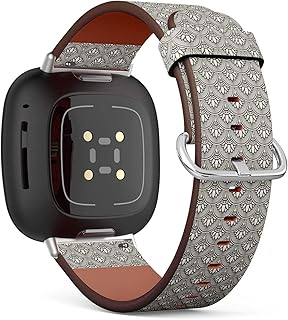 CJBROES Replacement Leather Watch Band, Compatible with Fitbit Versa 3 and Fitbit Sense of Wristband Bracelet Accessory - Pattern Design