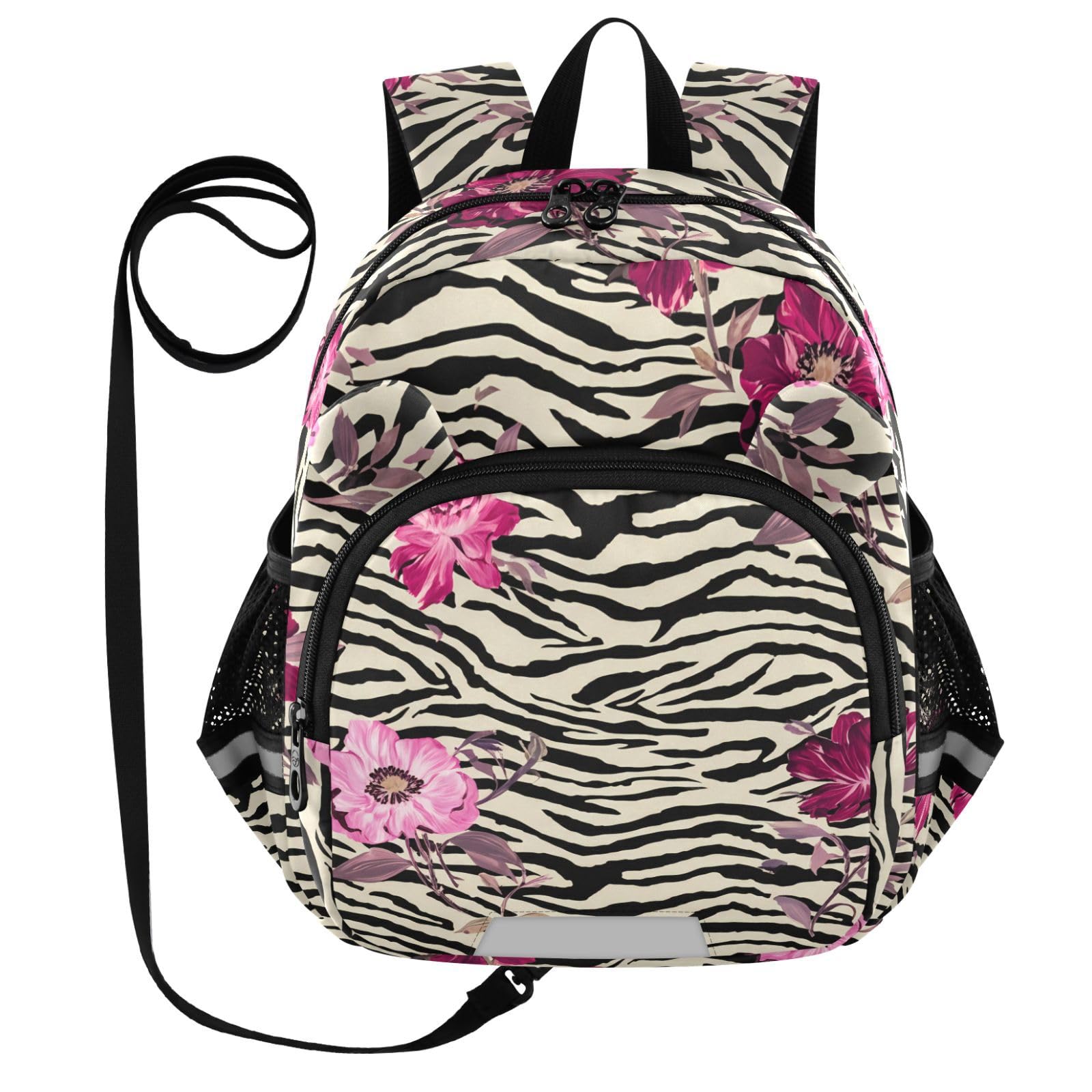 Flower Blossom Leopard Toddler Harness Backpack for Boys Girls 3-6 Years Kids Backpack with Anti Lost Safety Leash Child Leash Backpack for Walking Travel Preschool