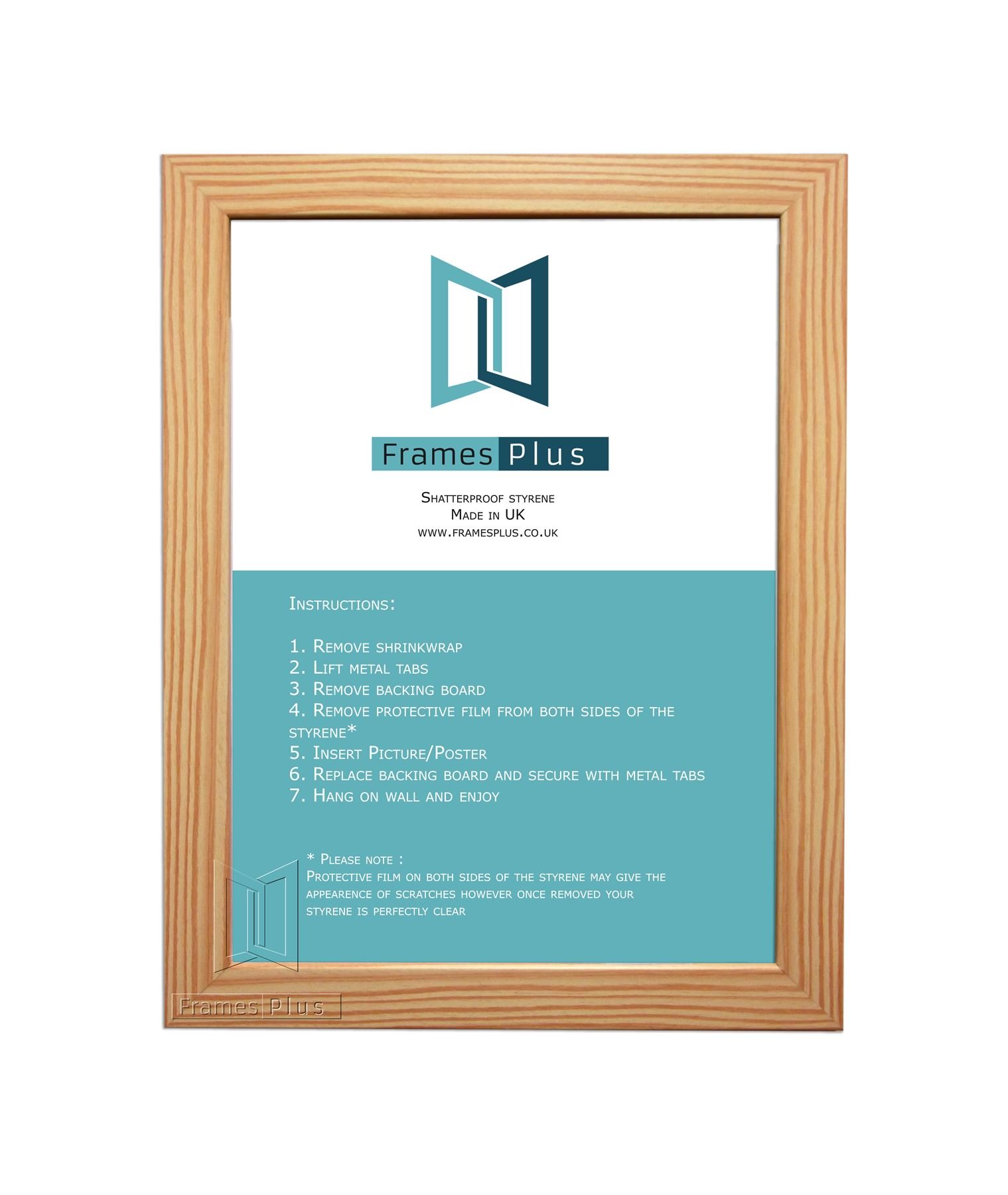 PINE WOODEN EFFECT PICTURE PHOTO FRAMES SIZE: 50cm x 40cm, PORTRAIT OR LANDSCAPE READYMADE