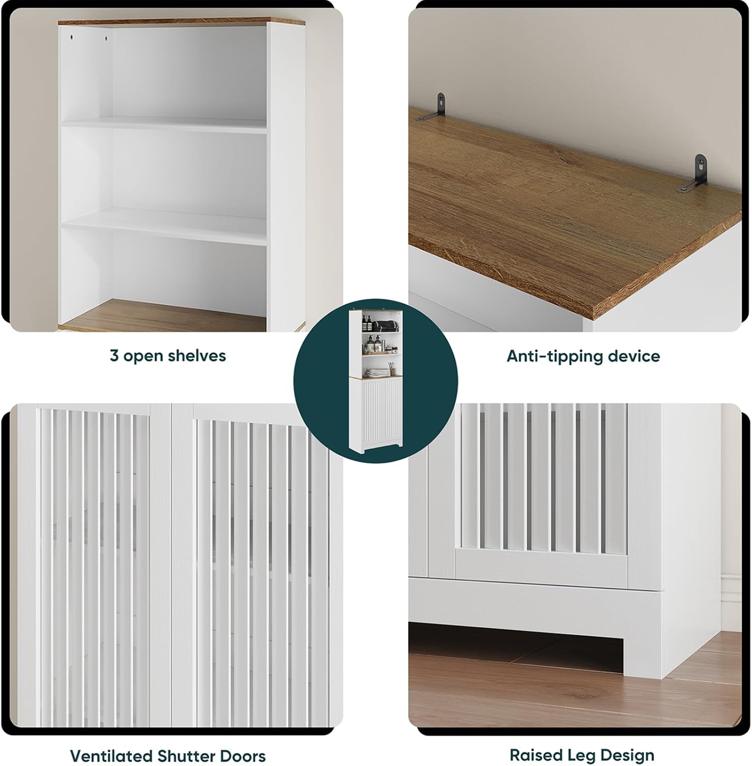 Kiasthome Freestanding Tall Cabinet, 67" Tall Bathroom Storage Cabinet with Storage Shelves, Multipurpose Kitchen Pantry Organizer