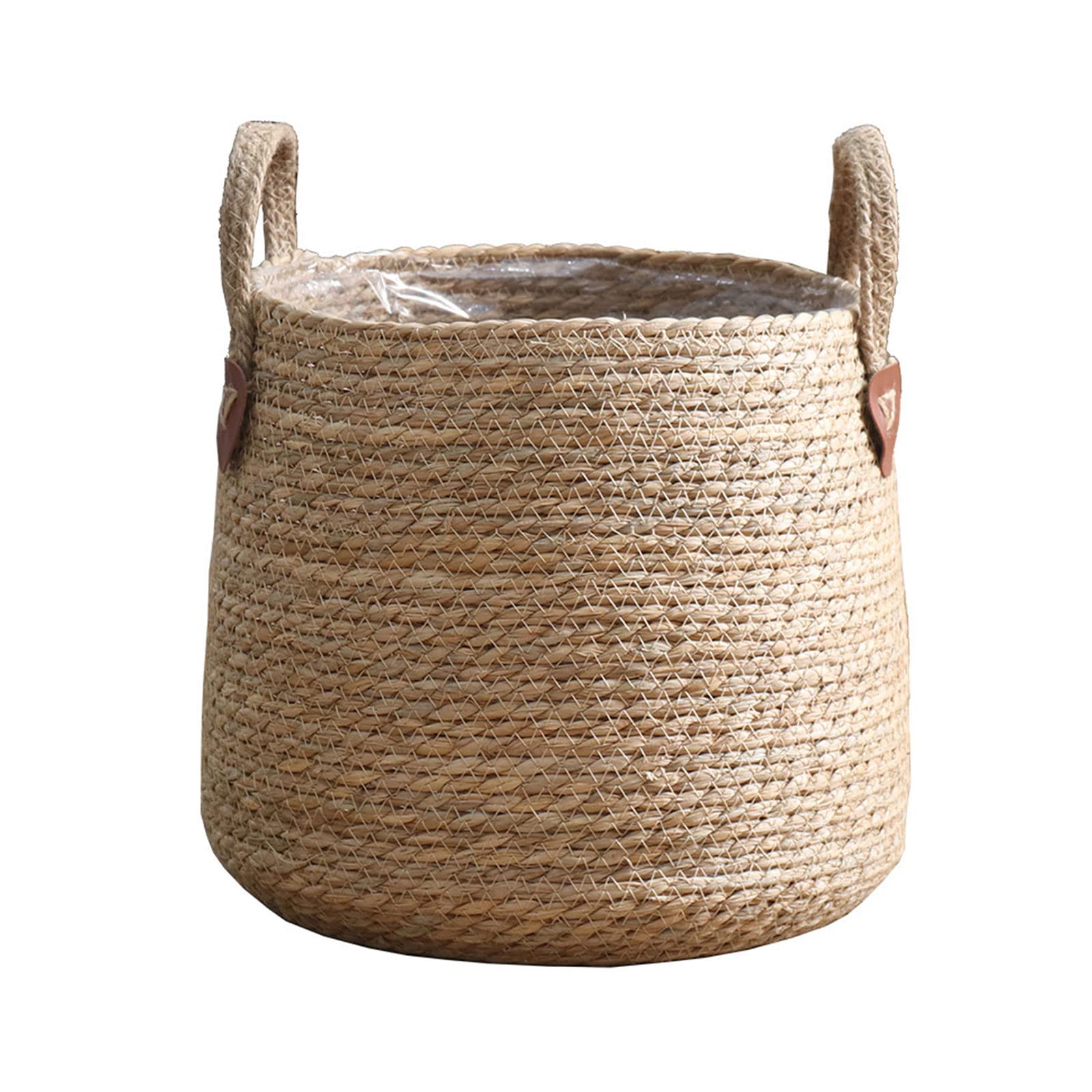Hsioluted Grass Woven Flower Basket with Handle Multifunction Organizer Supplies for Indoor Outdoor Garden Yard Plant Planting Flower Basket