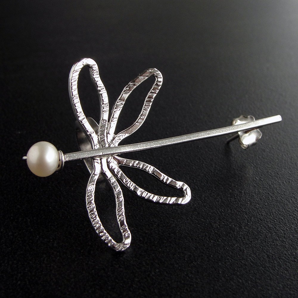 Handmade geschenk für sie Libelle Ohr Manschette aus sterling silber mit perle, Hochzeitsohrring,Libelle Schmuck, Hochzeit Ohr Kletterer Ohrring, Elfenohrring, earcuff, ear cuff