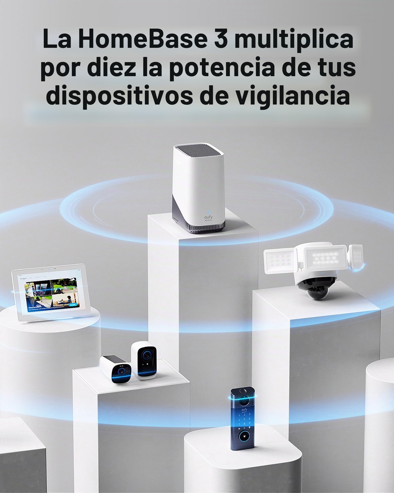 eufy Security HomeBase 3, eufy S380, cámara de vigilancia, sin costos adicionales, Memoria expandible, Compatible cifrado estándar Militar