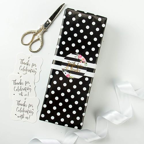 Miniatura 3 de WRAPAHOLIC Papel de regalo reversible  Mini rollo  17 pulgadas x 33 pies  Diseño negro y lunares para cumpleaños, vacaciones, bodas, baby shower