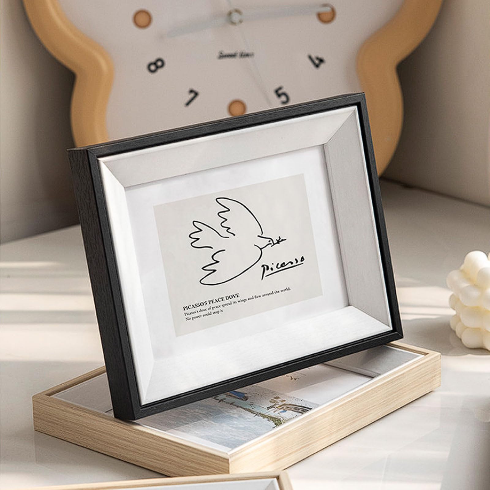 Ramka na zdjęcia, stojak na ślub, ozdoba na ścianę, ramka MDF ze szkłem akrylowym (Wood, A4)
