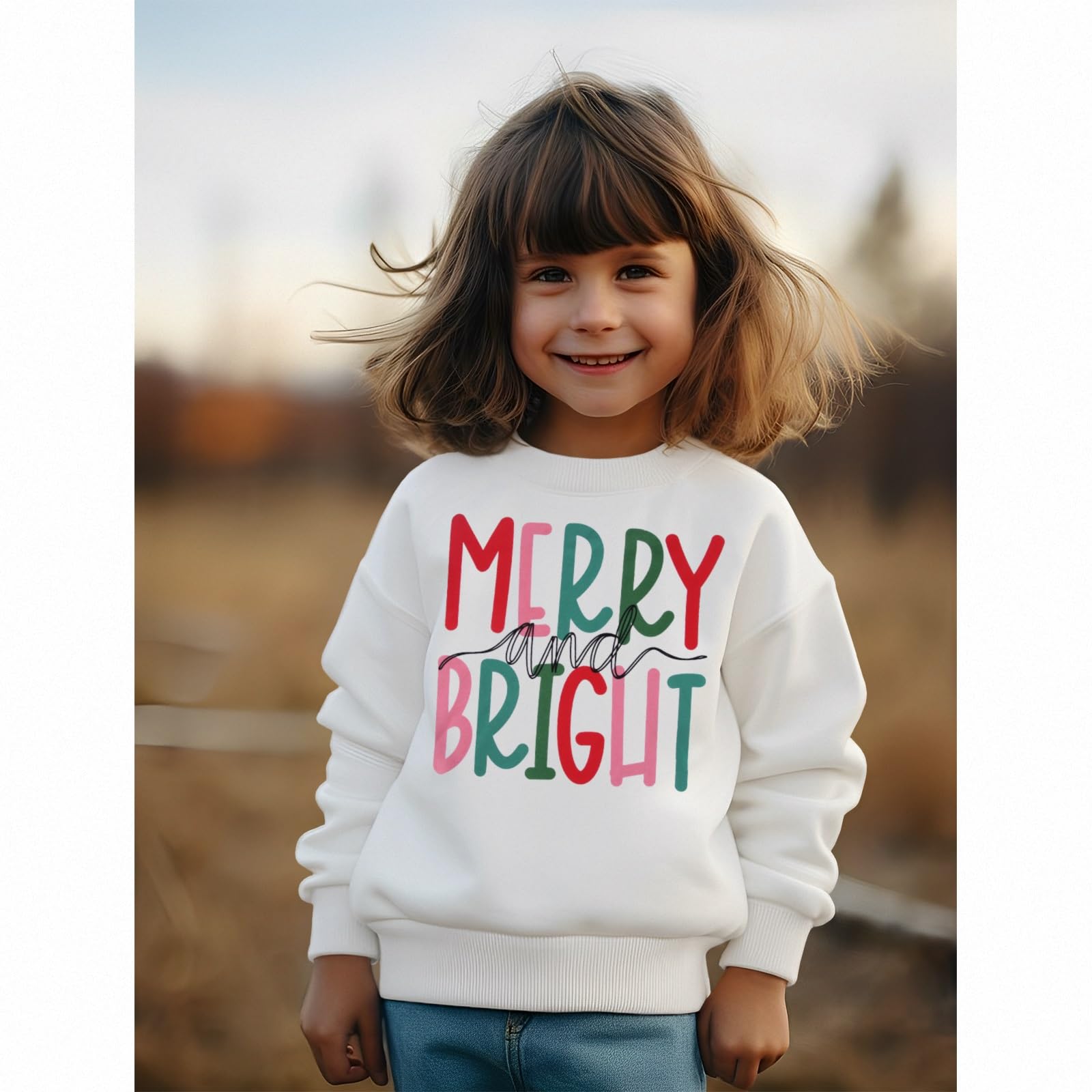 MODNTOGA Sudadera de manga larga para niños y niñas, con cuello redondo, diseño retro de Navidad