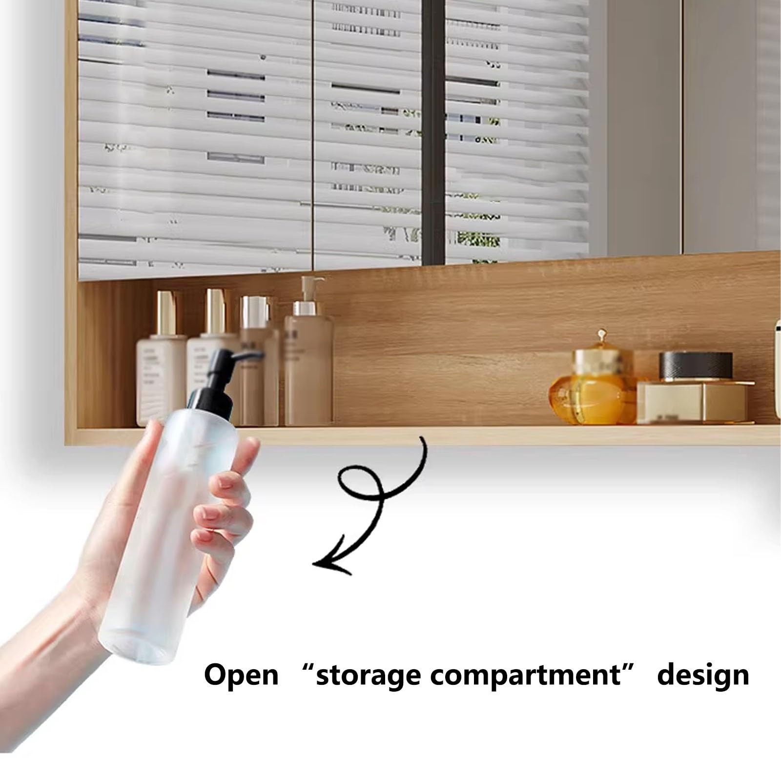 Pensile Bagno con Specchio Contenitore Materiale in Legno Massello Multistrato Mobile Pensile Bagno Salvaspazio Accessori in Metallo Adatto per Sopra Il WC(D,58 * 70cm)