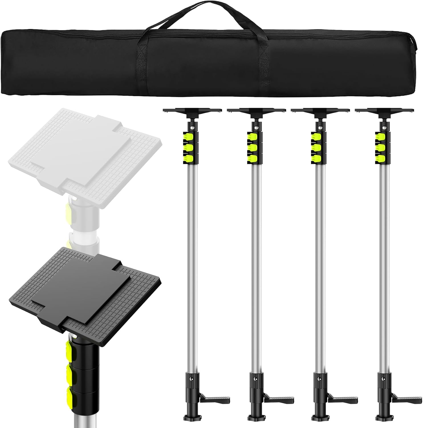 Dust Barrier Poles 4 Pack,Zipper Wall Poles Kit Aluminum Alloy Retractable for Renovation, Remodeling,Interior Decoration,Isolation Work 10Ft 4pack