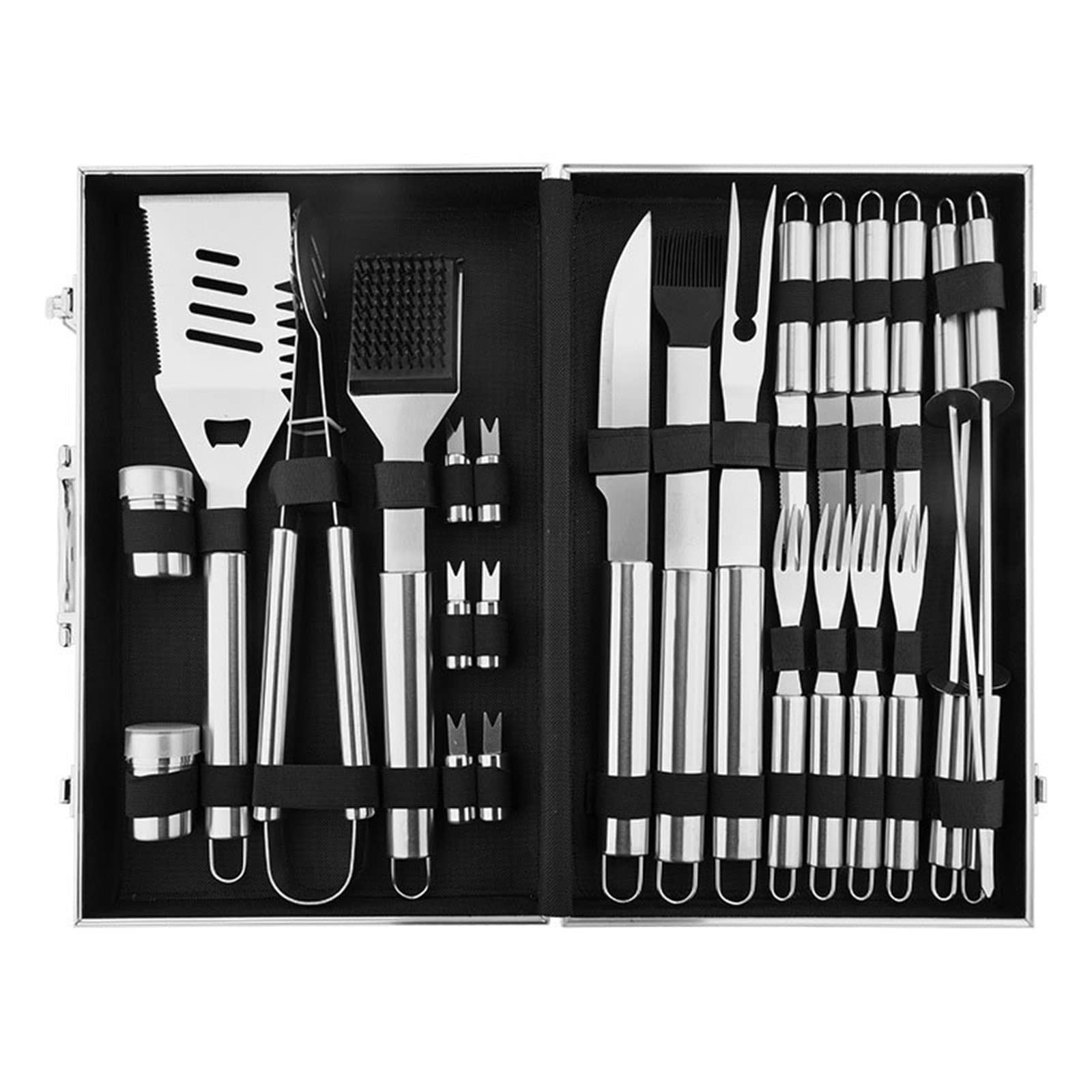 26. Stck Grillset BBQ Werkzeuge Geschenke for Männer & Frauen Grillen Werkzeuge Set for den Außengrill, Edelstahl BBQ Kit, Grillgeräte Set for Papa