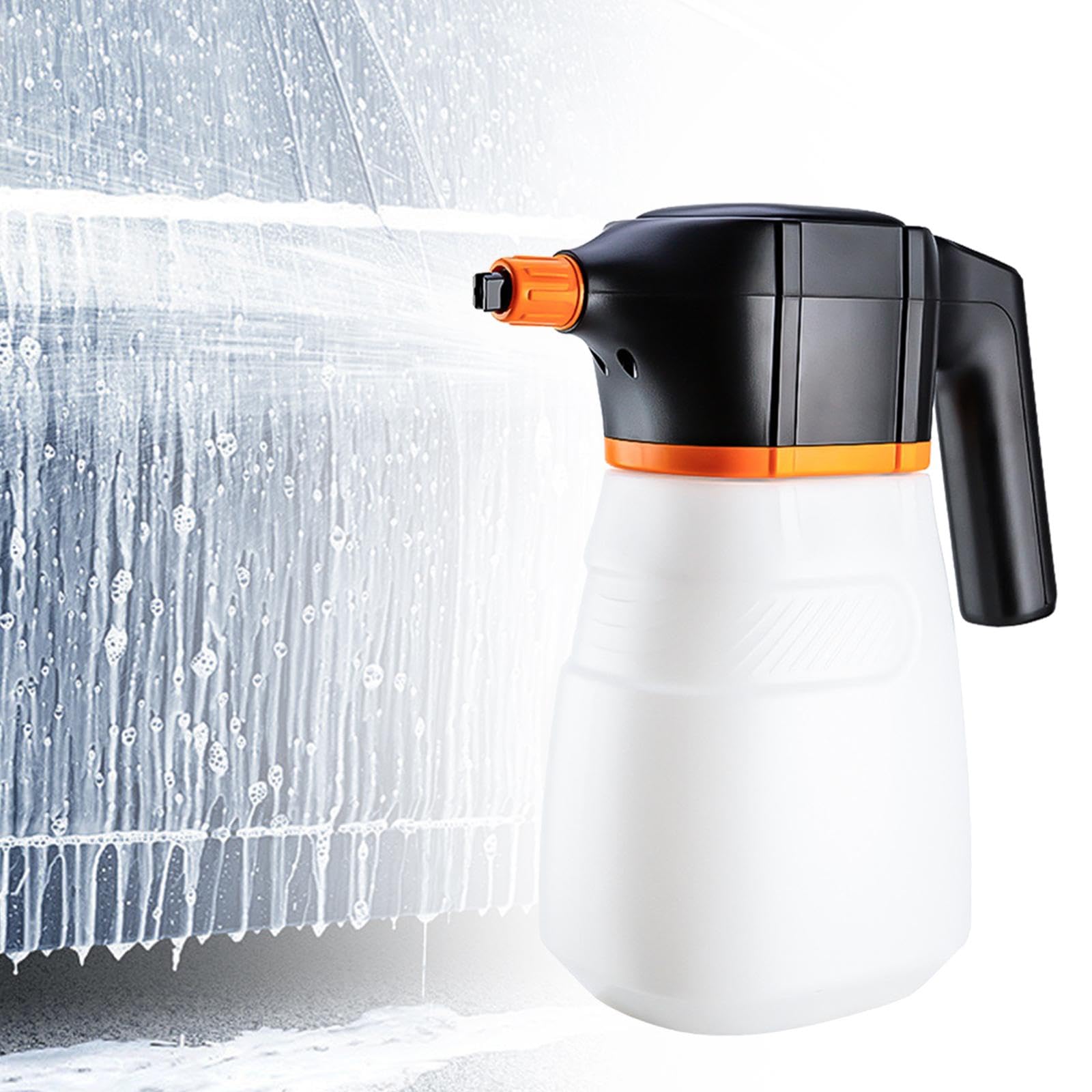 Spruzzatore di Schiuma Elettrico, Spruzzatore Pressurizzato, Spruzzatore Professionale Portatile da 2 Litri per Detailing, Pulizia E Cura Dell'aut, Bianco Arancione