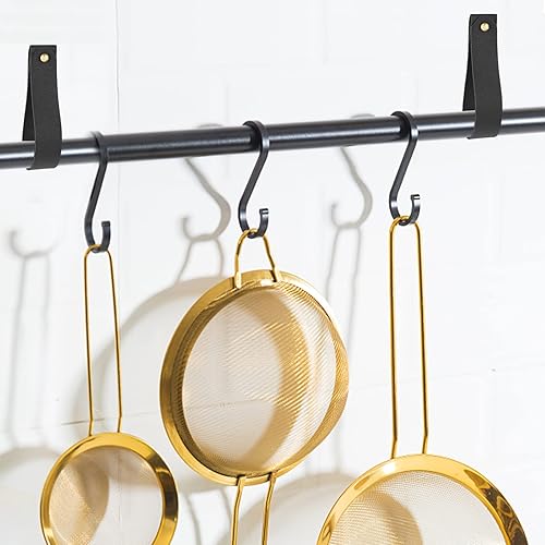 Miniatura 2 de Cordón de gancho de cuero, 4 correas para colgar en la pared, gancho para toallas, soporte para barra de cortina para baño, cocina, dormitorio,