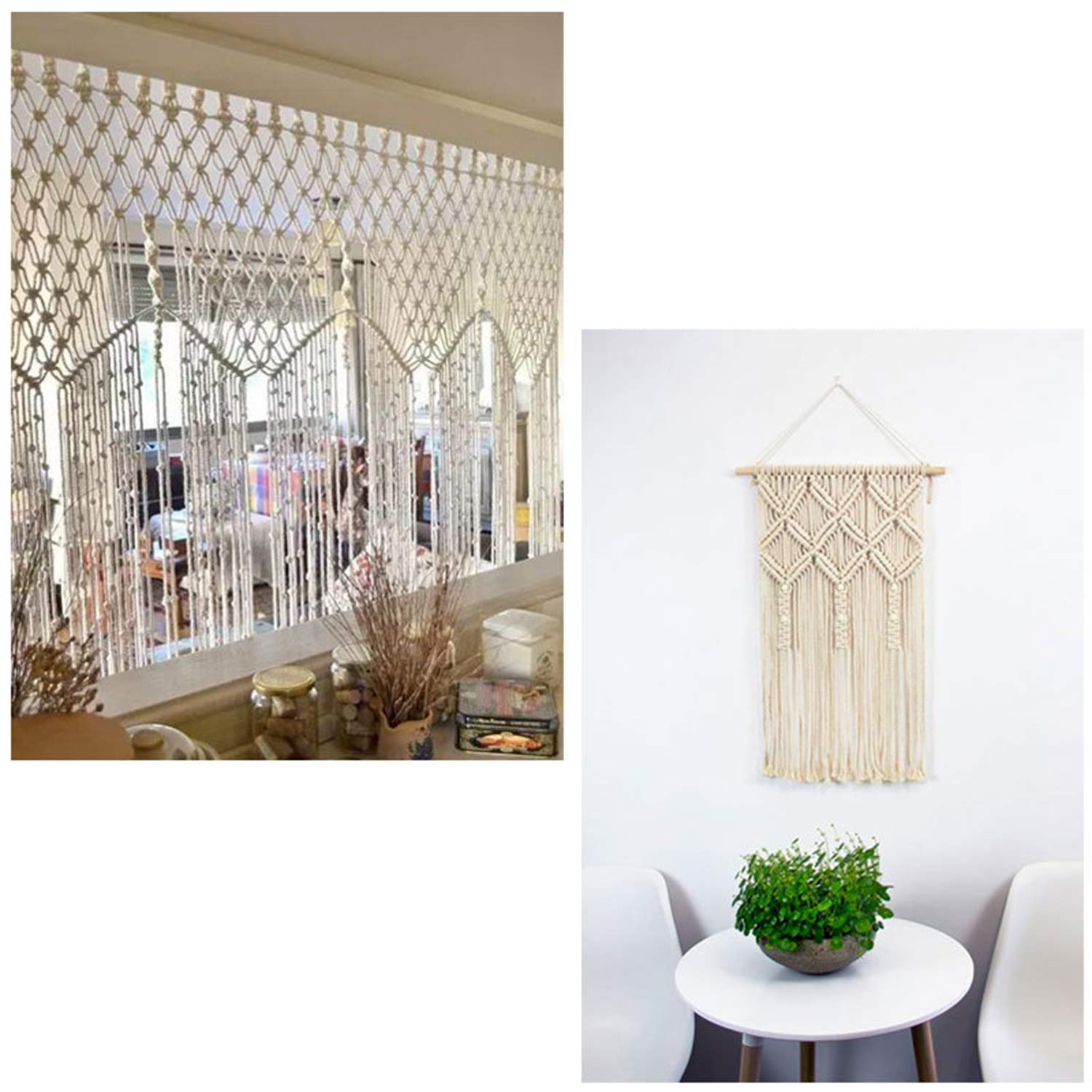 Cordón de macramé 300m/500 m, cuerda de algodón suave natural de 3mm, 4mm, 5mm, manualidades de bricolaje, cuerda de macramé para tapiz hecho a mano,plantas para colgar en la pared 4 MM-300m