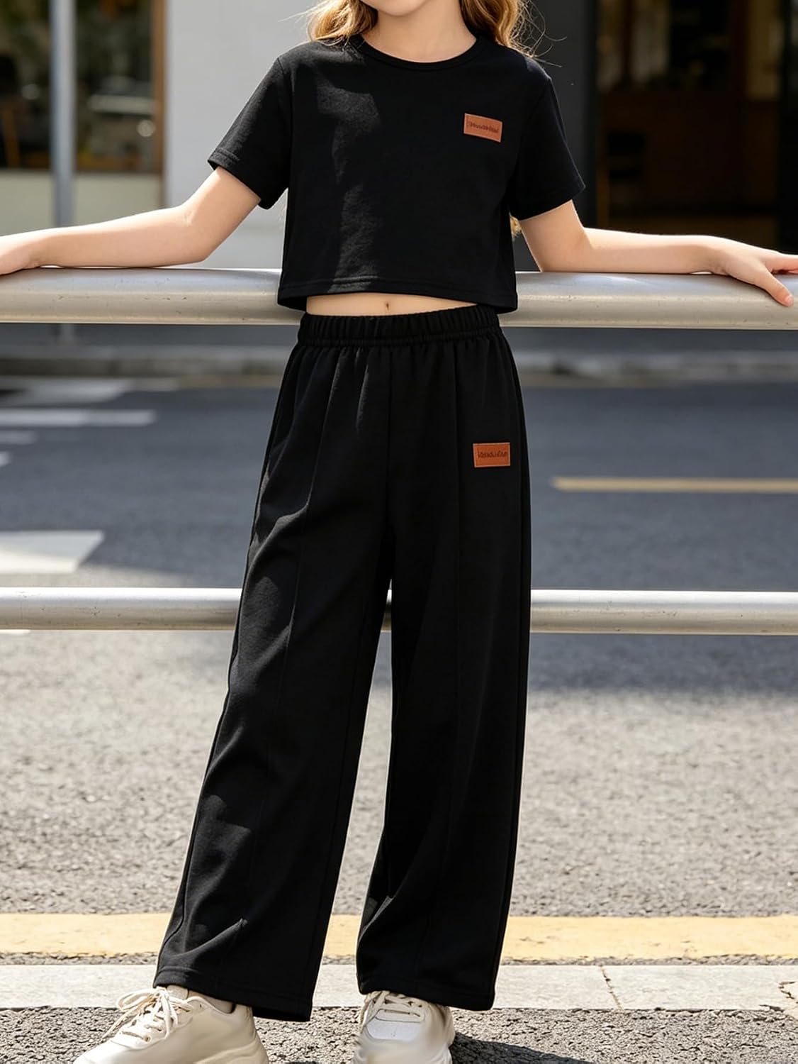 Girls Clothing Set 2 Piece Outfits Tie Dye Twist Front Crop Tops and Wide Leg Pants for Casual,Dance,Sport