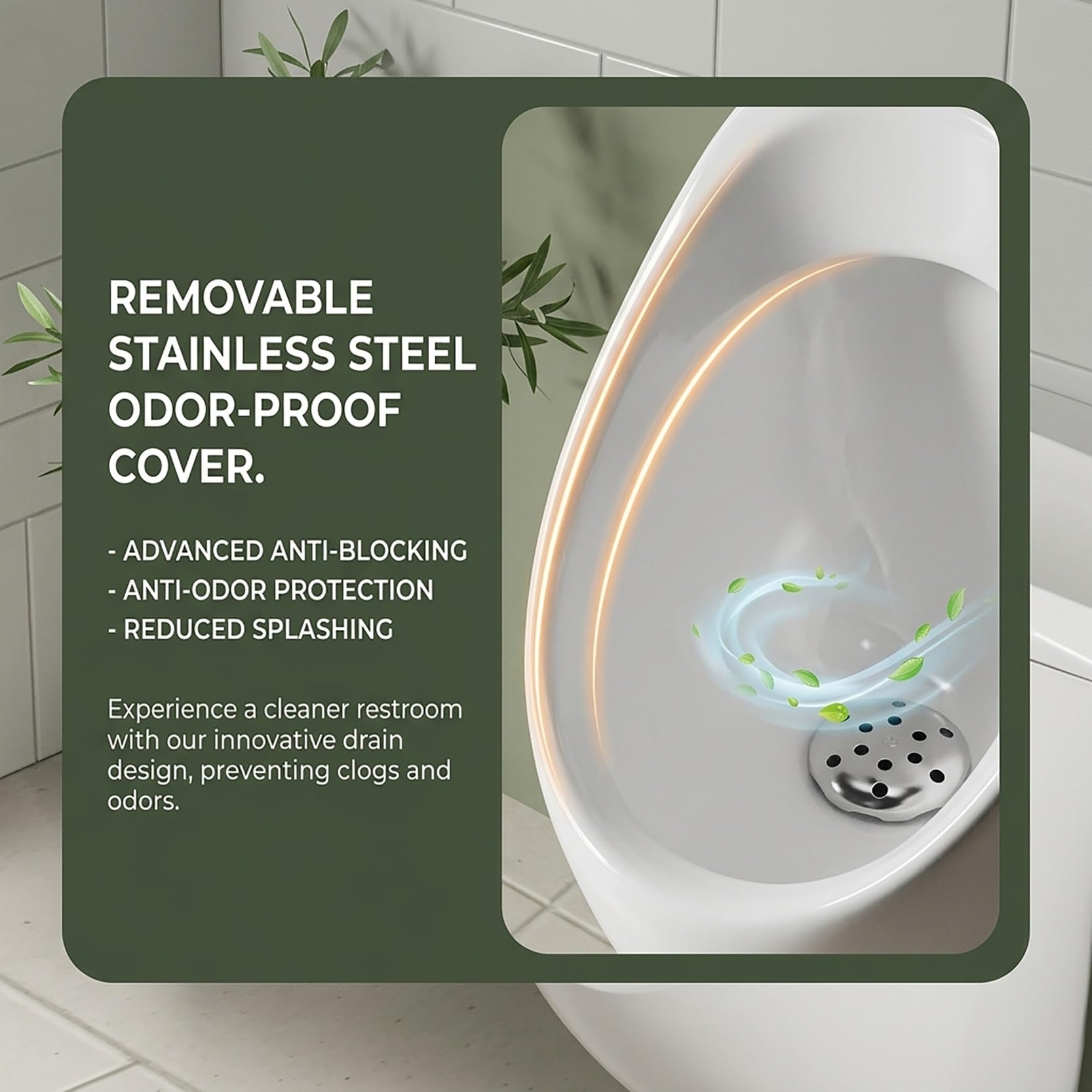 Orinatoio Ceic da uomo con sensore intelligente F, design a prova di schizzi d'acqua, filtro in acciaio ideale per bagni domestici e commerciali (d C)