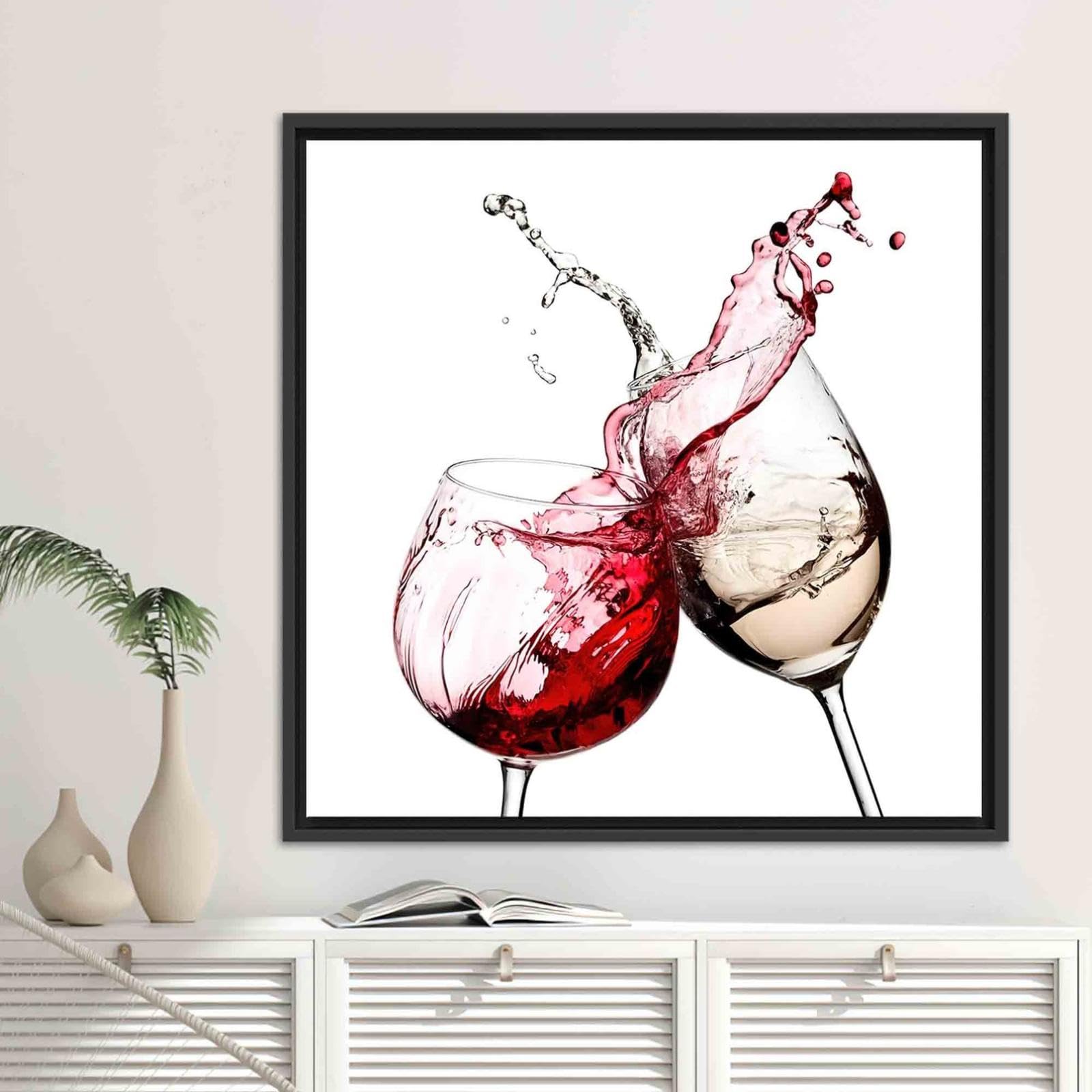 Czerwone i białe wino plakaty i druki sztuka na płótnie abstrakcyjne obrazy ścienne czerwone wino rozpryski ilustracje dekoracyjne malarstwo ścienne rama 45 x 45 cm