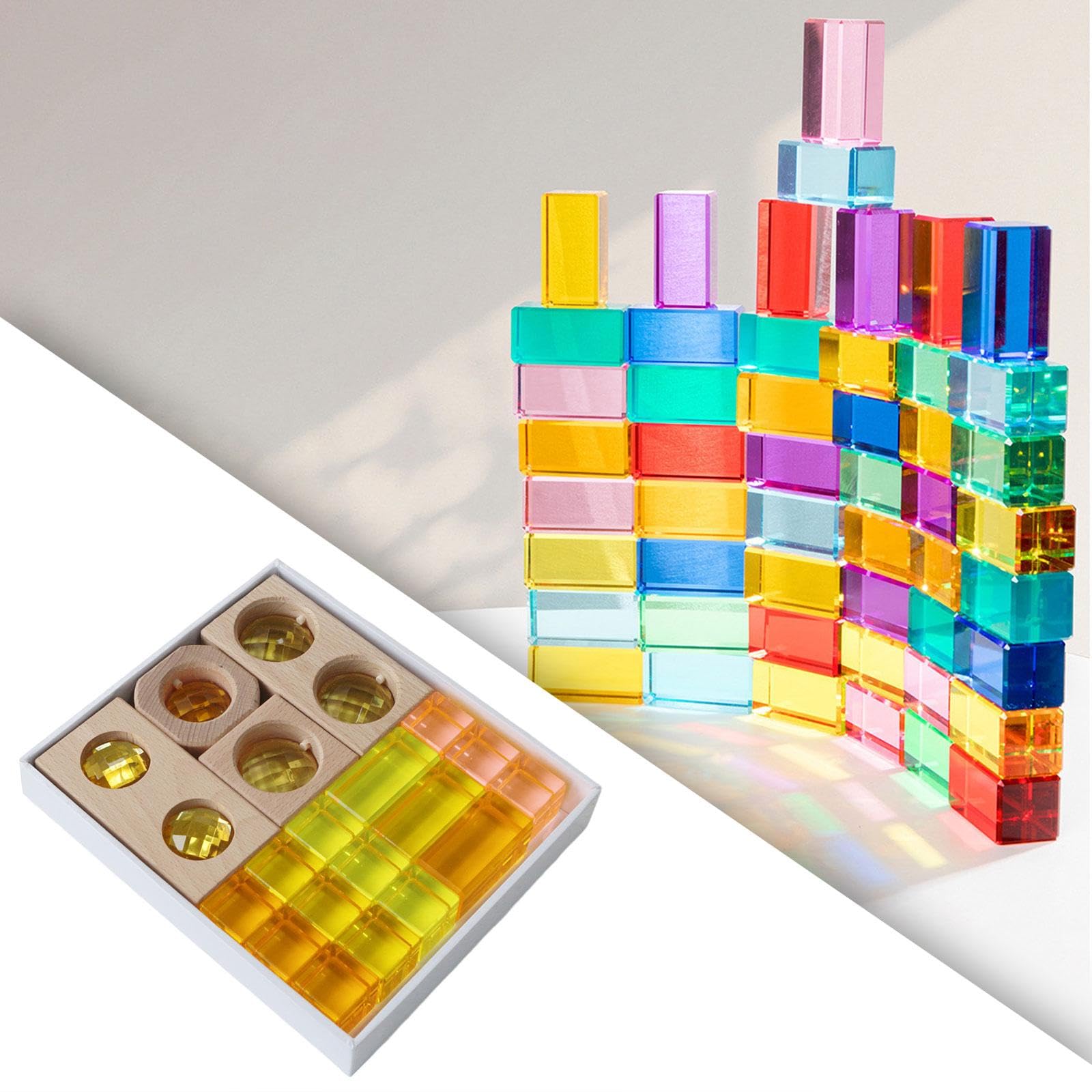 19 Pezzi Gemme Acriliche Set di Blocchi Gemme Giochi Impilabili Impara Il Colore Aspetto Trasparente per Compleanno Ragazzi Ragazze, Giallo