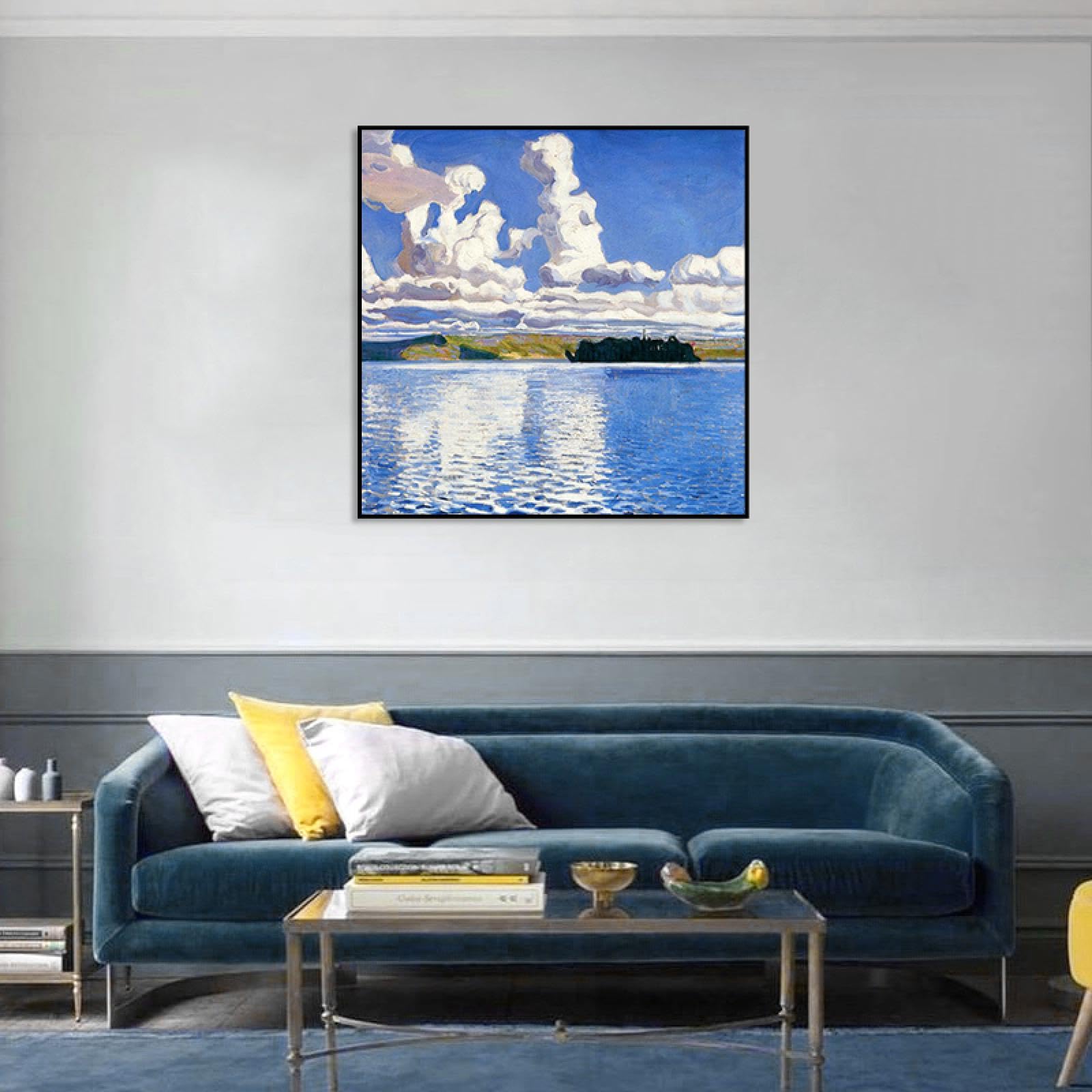 Phyrek123 Akseli Gallen-Kallela Láminas artísticas Reproducciones de pinturas famosas Cloud Towers Cuadros de arte de pared de lienzo para decoración 50x50cm Enmarcado negro