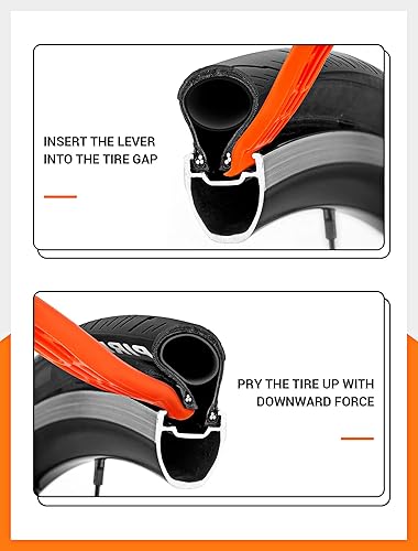 Miniatura 2 de Palancas para neumáticos de bicicleta 3 palancas de neumáticos ultra fuertes y 2 cucharas de neumáticos de acero inoxidable, herramienta de