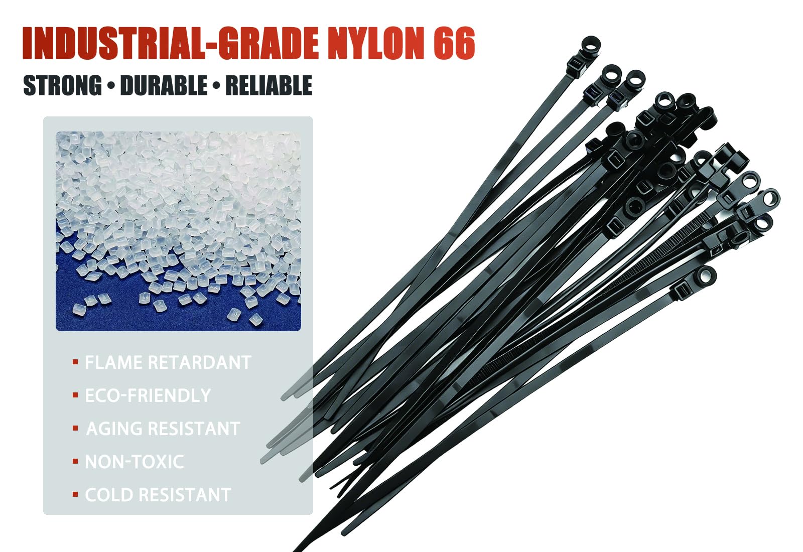 300 bridas resistentes de 12 pulgadas con agujero para tornillo, bridas de montaje de cremallera, bridas de cable de 75 libras para organizar cables y cables, bridas de montaje con tornillo para pared
