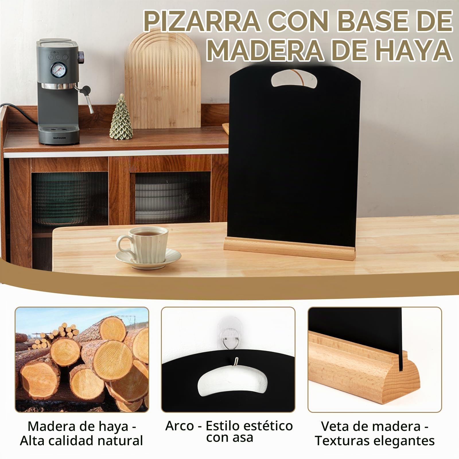 A3 Letreros de Pizarra, 2 PCS Pizarras con Soporte, Pizarra Negra | Doble cara Pizarras Decorativas con Madera, Cartel Pizarra Pequeña, Tableros de Tiza Para Menú, Bodas, Restaurante, Cafe