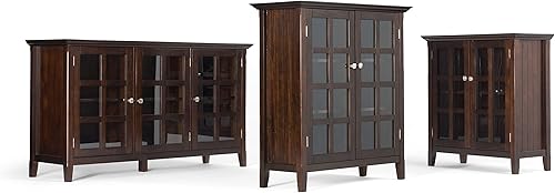 Miniatura 12 de SIMPLIHOME Acadian - Armario de almacenamiento mediano de transición de madera maciza de 39 pulgadas de ancho en marrón moreno, con 2 puertas de