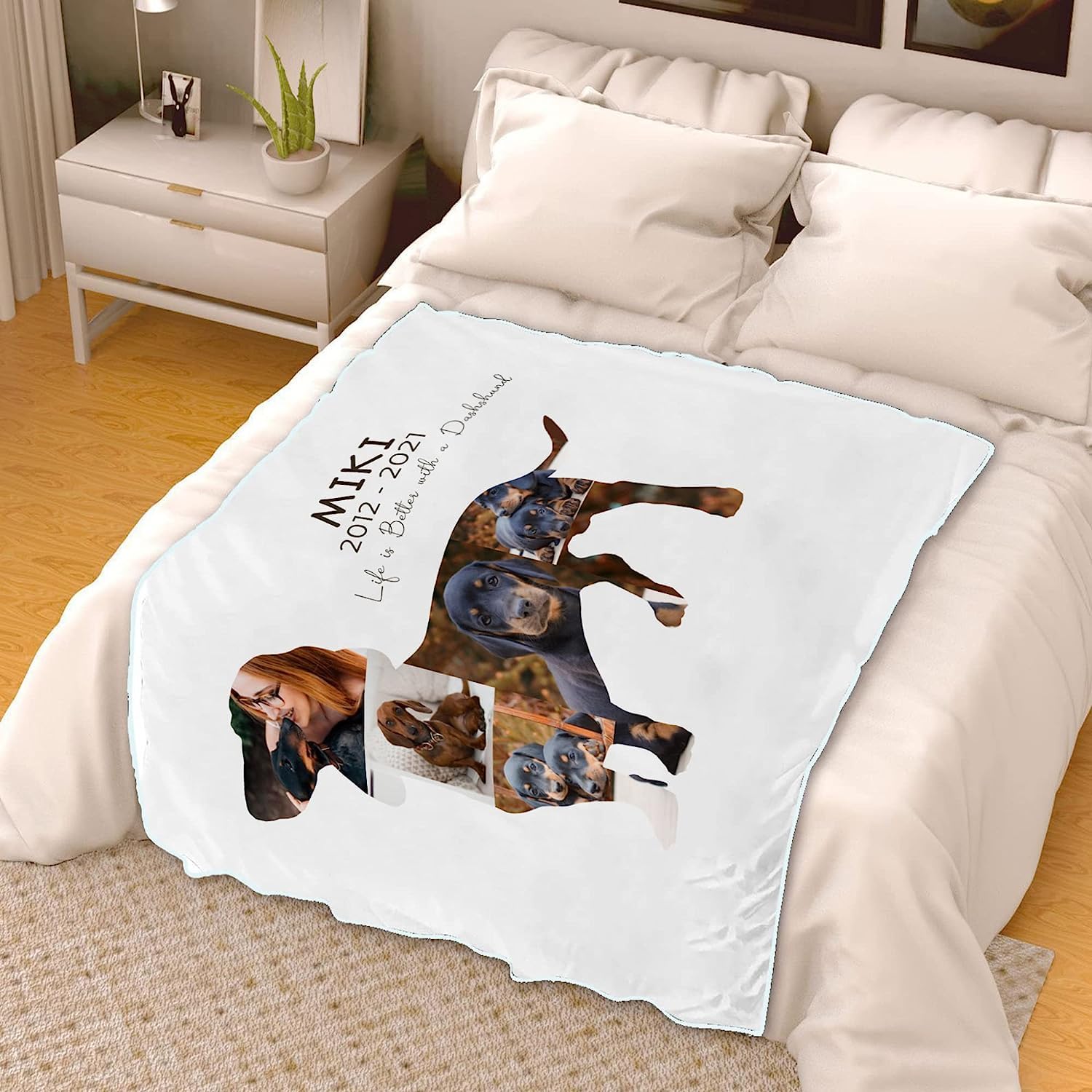 Couverture commémorative personnalisée pour chien pour les amoureux des animaux de compagnie - Appréciation des animaux de compagnie - Photo de deuil - Couverture polaire pour parents - Nom de