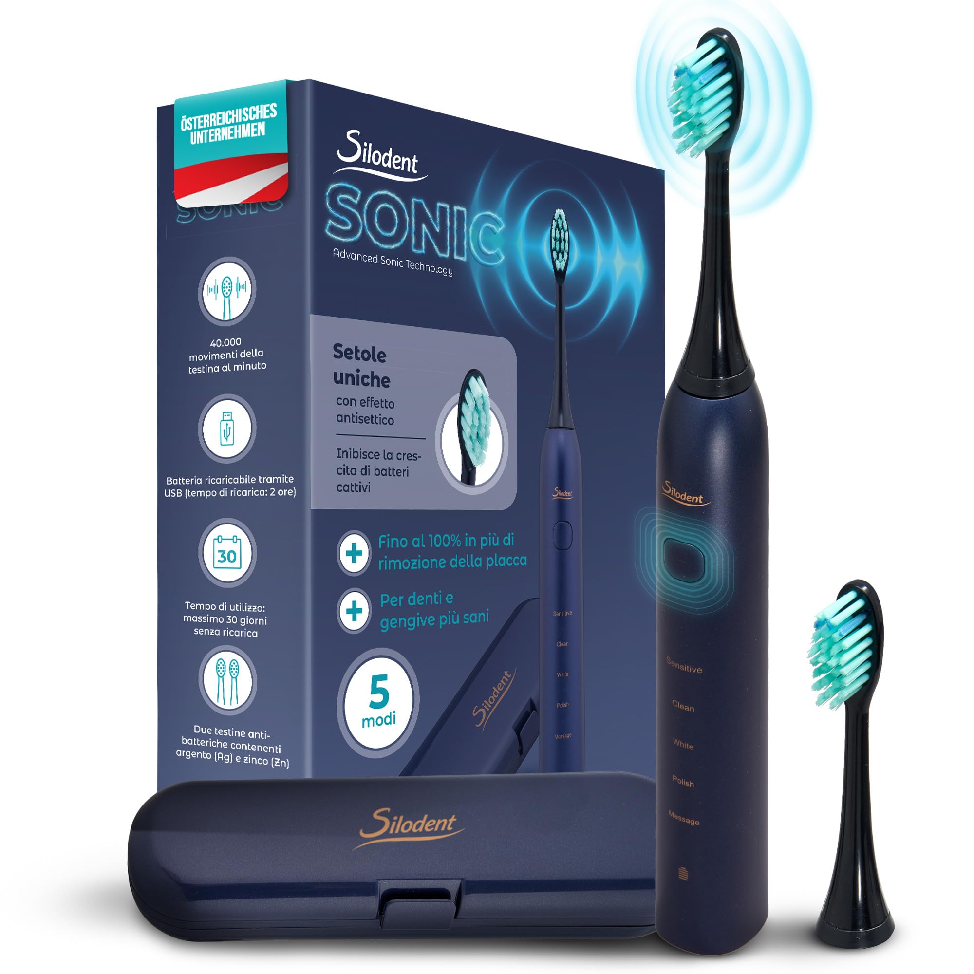 Spazzolino sonico Midnight Blue. Compatibile Sonicare, antisettico