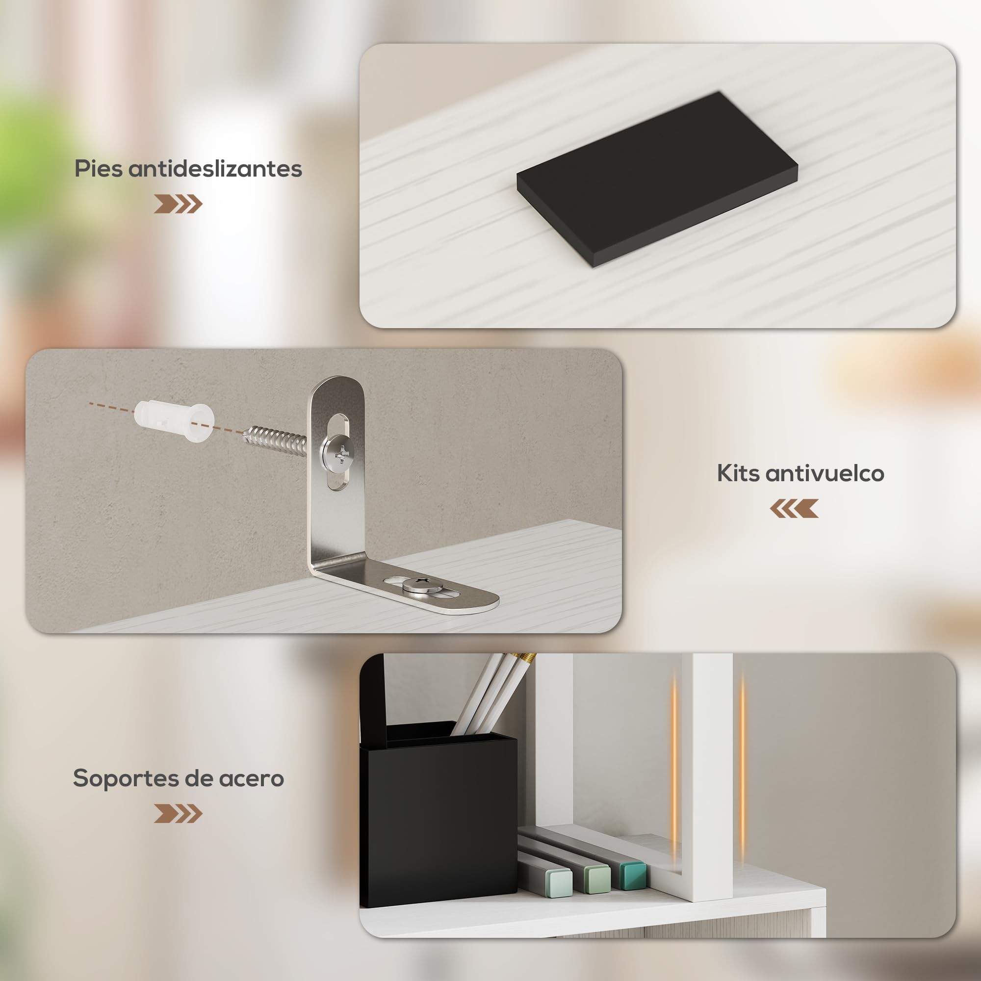 HOMCOM Librería de 5 Niveles en Forma de S 60x23,8x179,2 cm Blanco | Estantería de Libros, 5 Estantes, 2 Puertas, Sala de Estar, Oficina, Estudio, Dormitorio